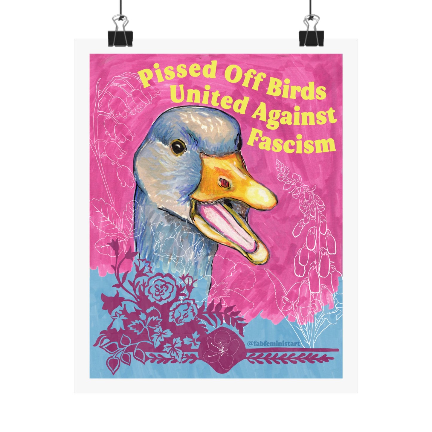 Pissed Off Birds United Against Fascism: Feminist Art Print