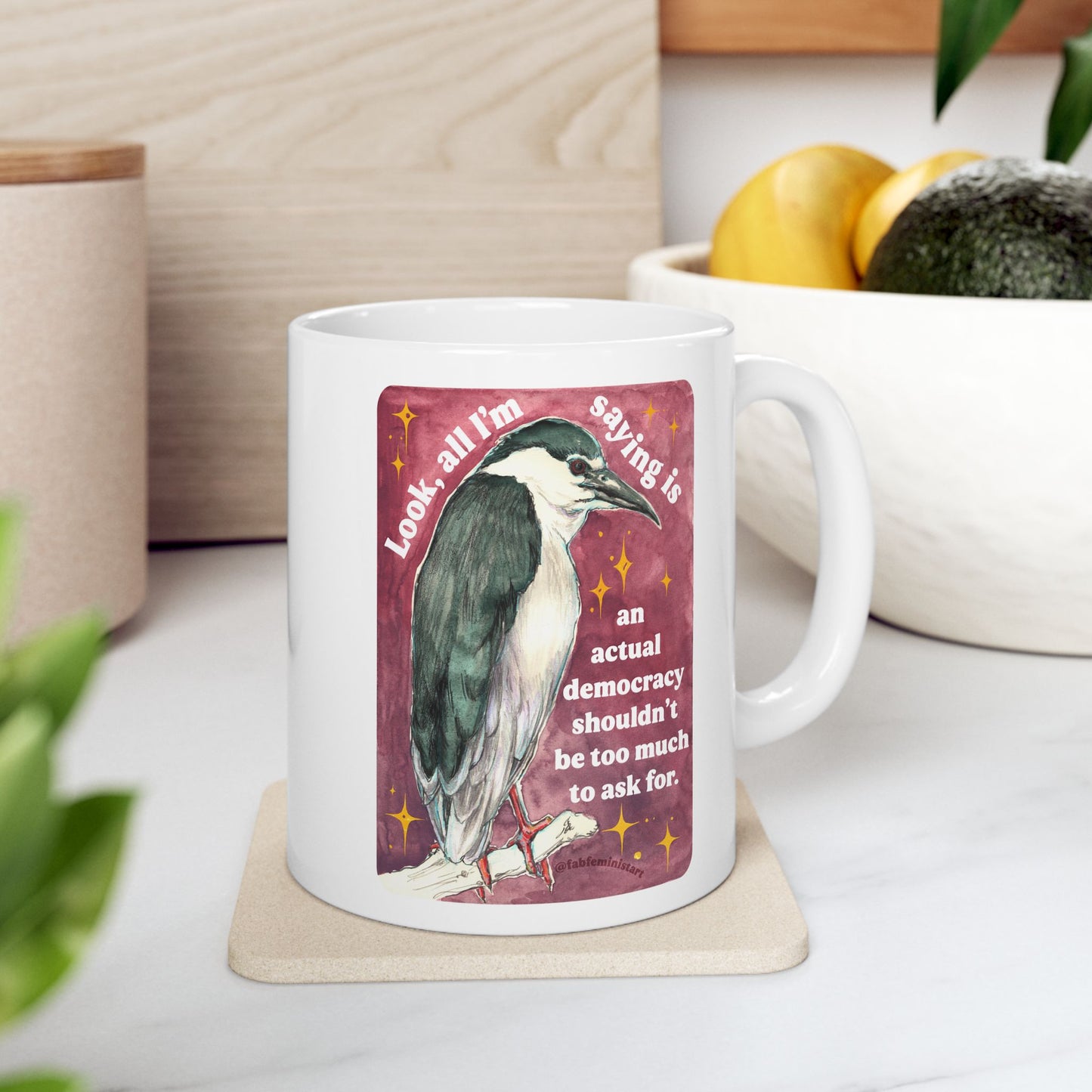 Look, all I'm saying is an actual democracy shouldn't be too much to ask for: Feminist Mug