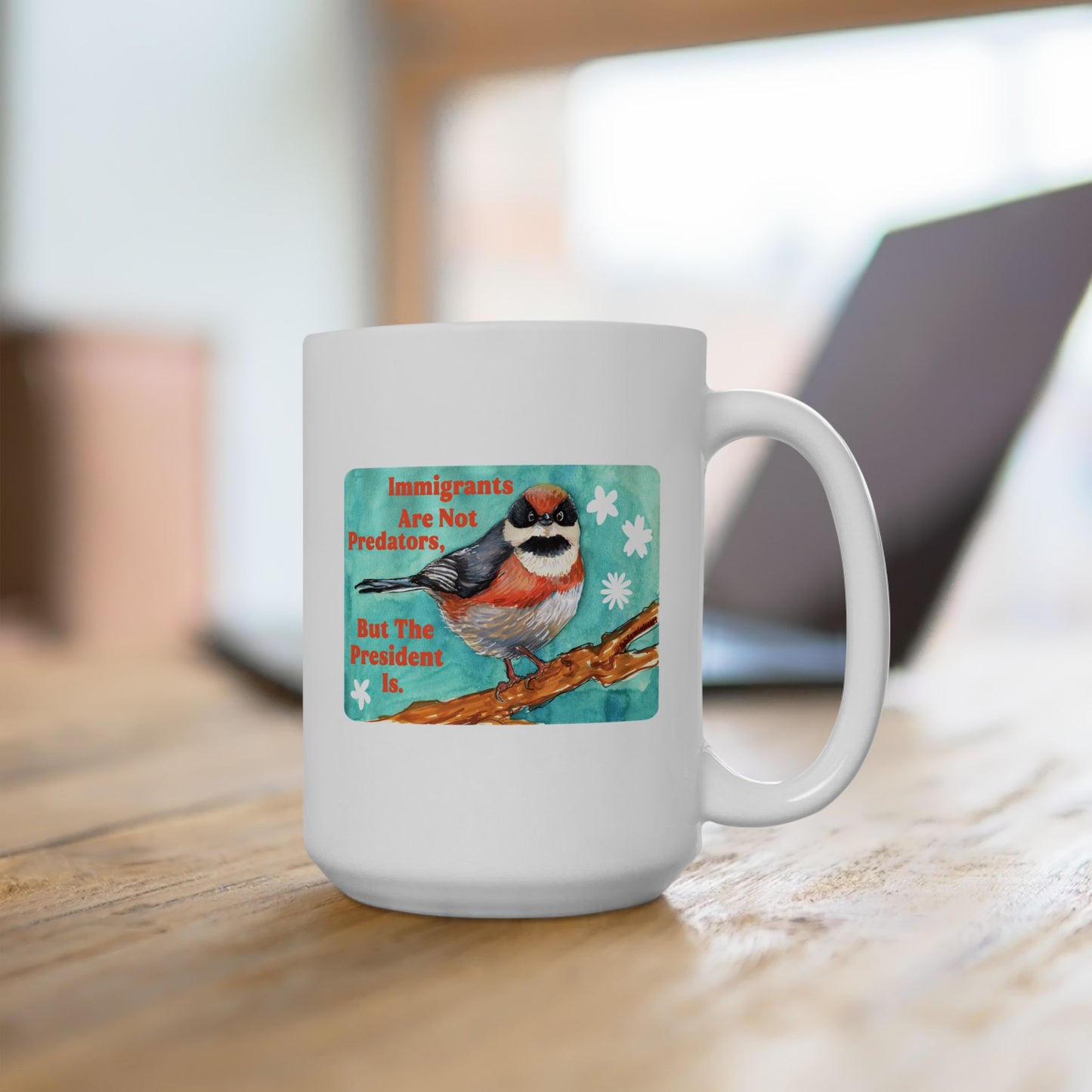Immigrants are not predators, but the president is: Feminist Mug
