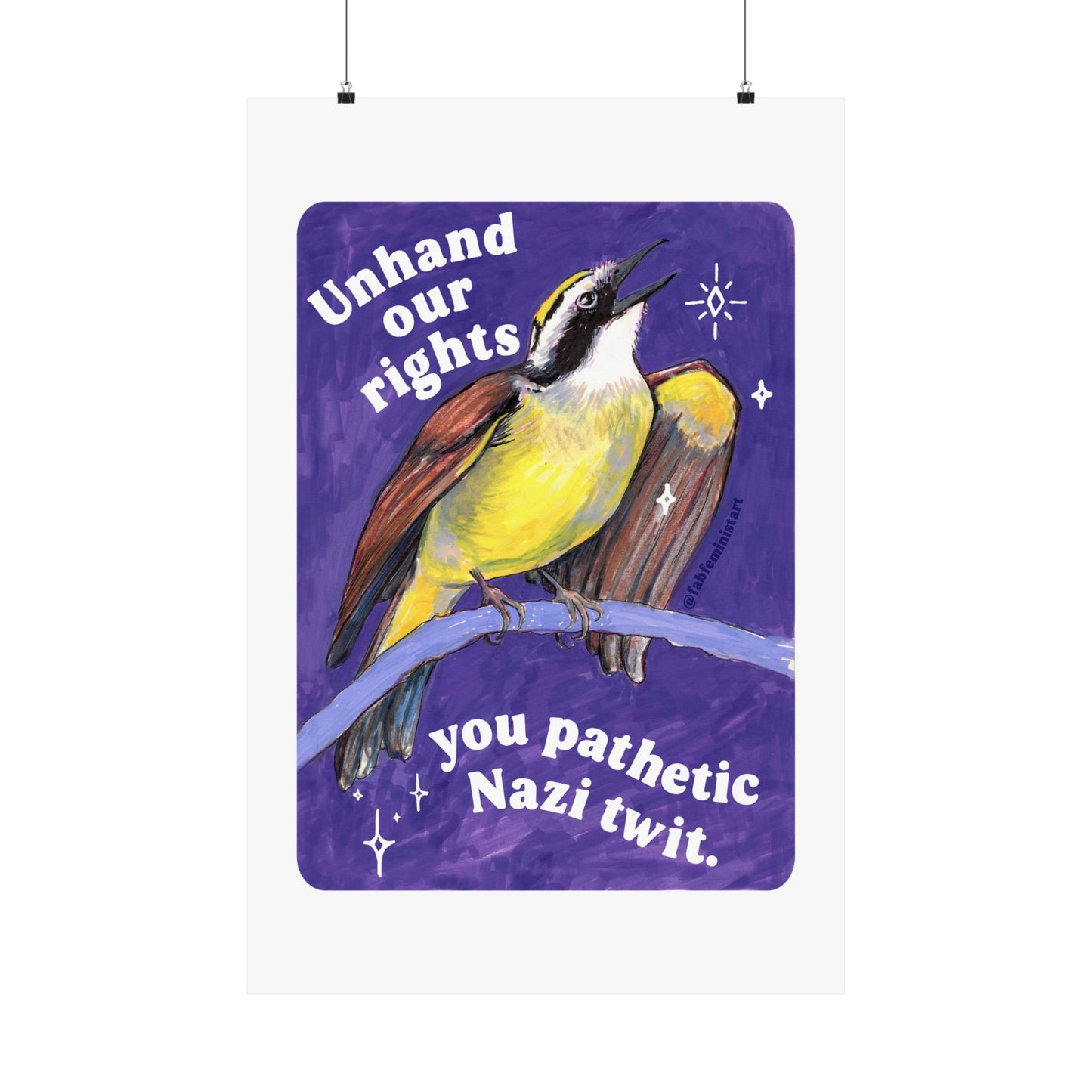 Unhand our rights you nazi twit: feminist art print