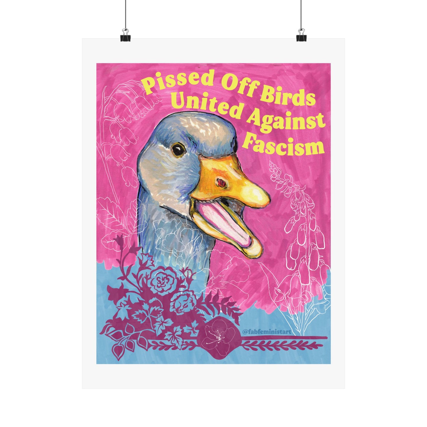 Pissed Off Birds United Against Fascism: Feminist Art Print