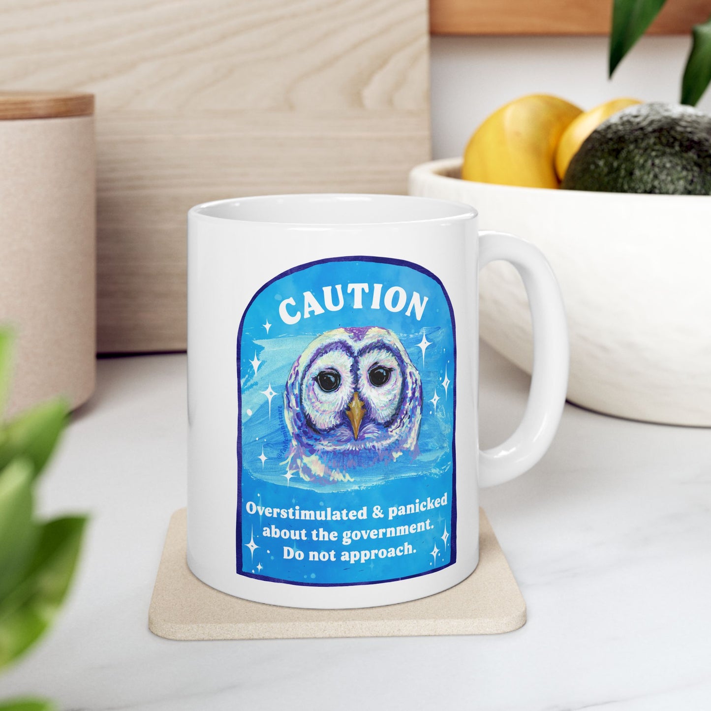 CAUTION Overstimulated and panicked about the government. Do not approach: Feminist Mug