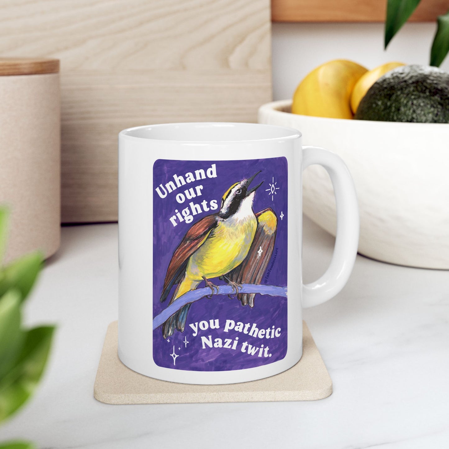 Unhand our rights you Nazi twits: Feminist Mug