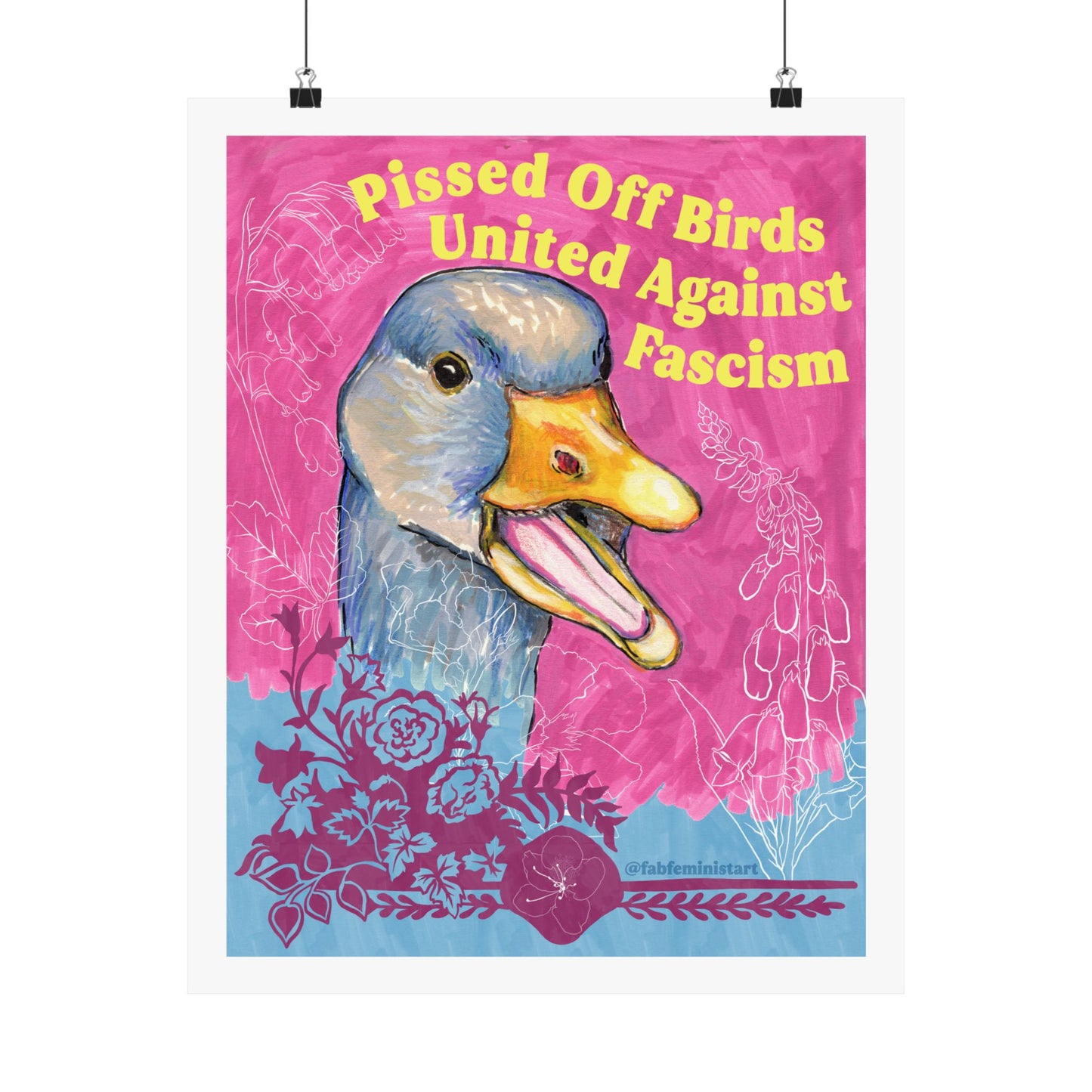 Pissed Off Birds United Against Fascism: Feminist Art Print