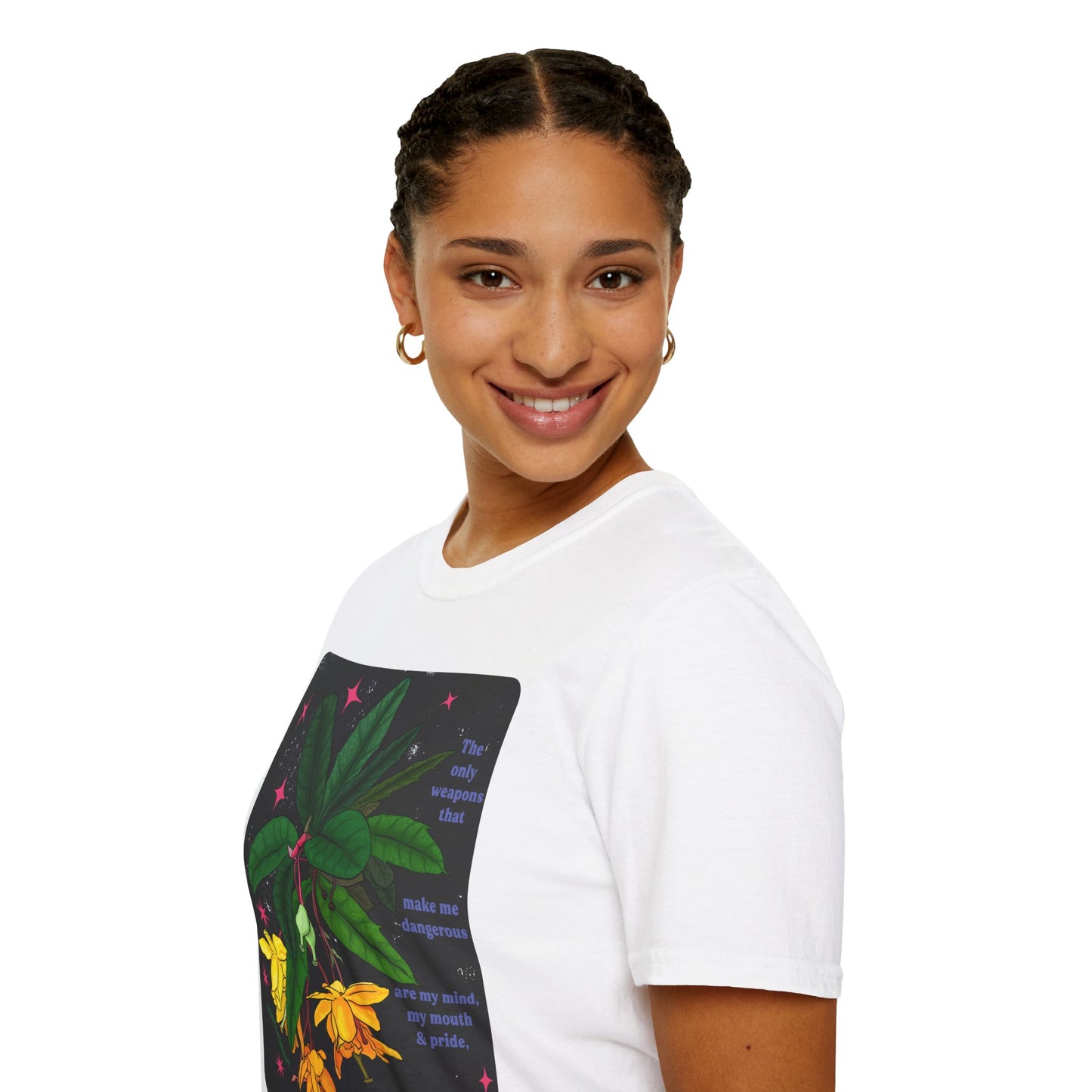 The only weapons that make me dangerous are my mind, my mouth and pride, Angela Davis: Feminist Shirt