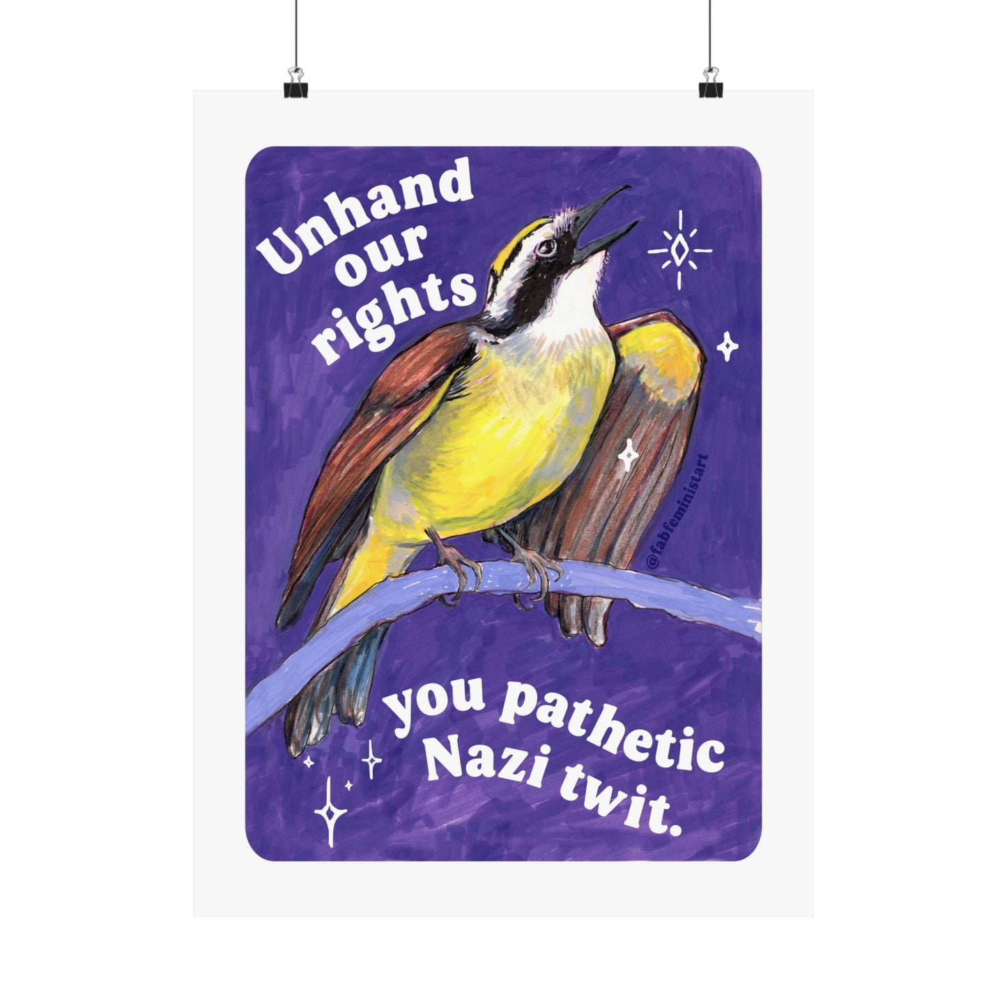 Unhand our rights you nazi twit: feminist art print