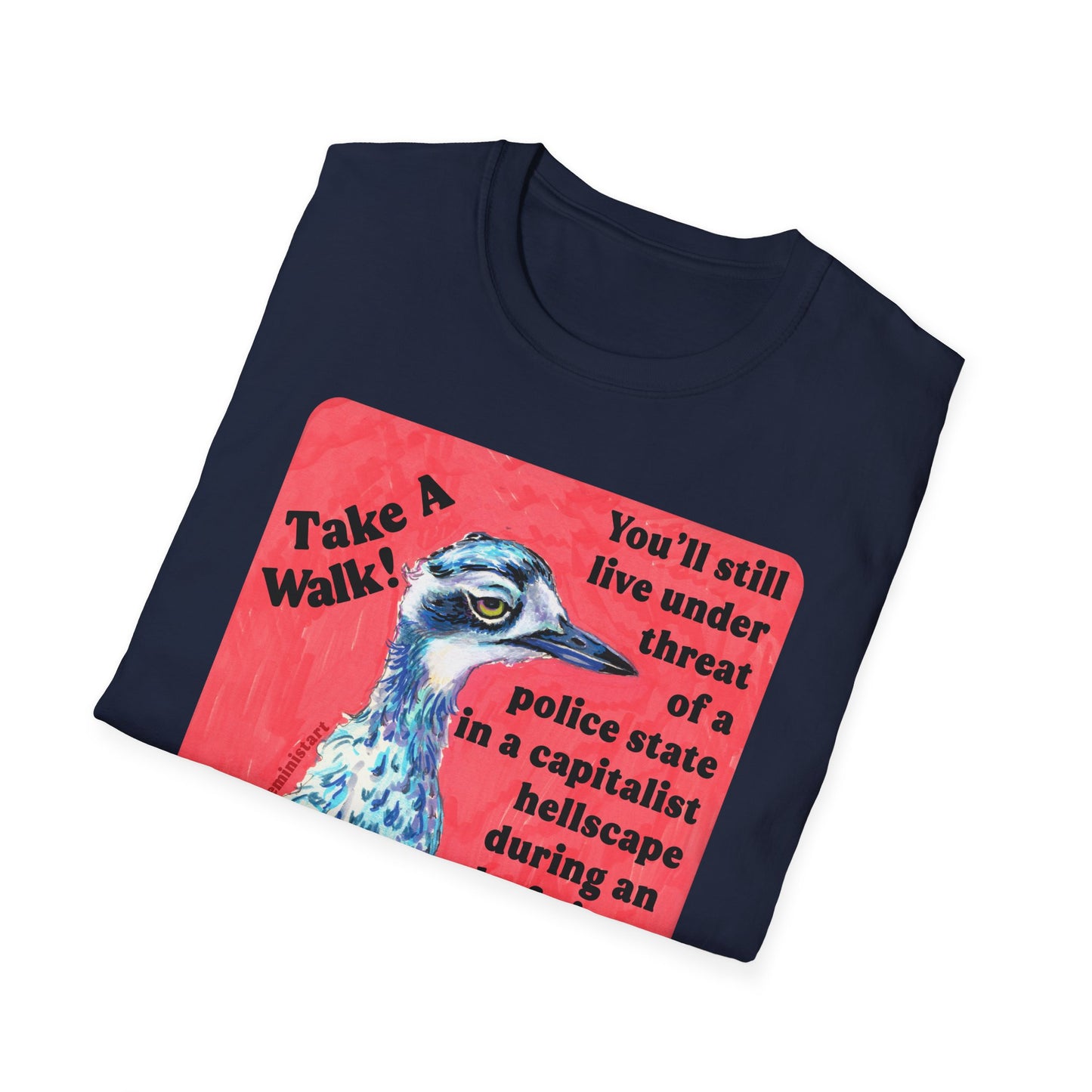 Take a walk! You'll still live under threat of a police state in a capitalist hellscape during an end-of-times level climate crisis, but hey--you might feel a little better: Feminist Shirt