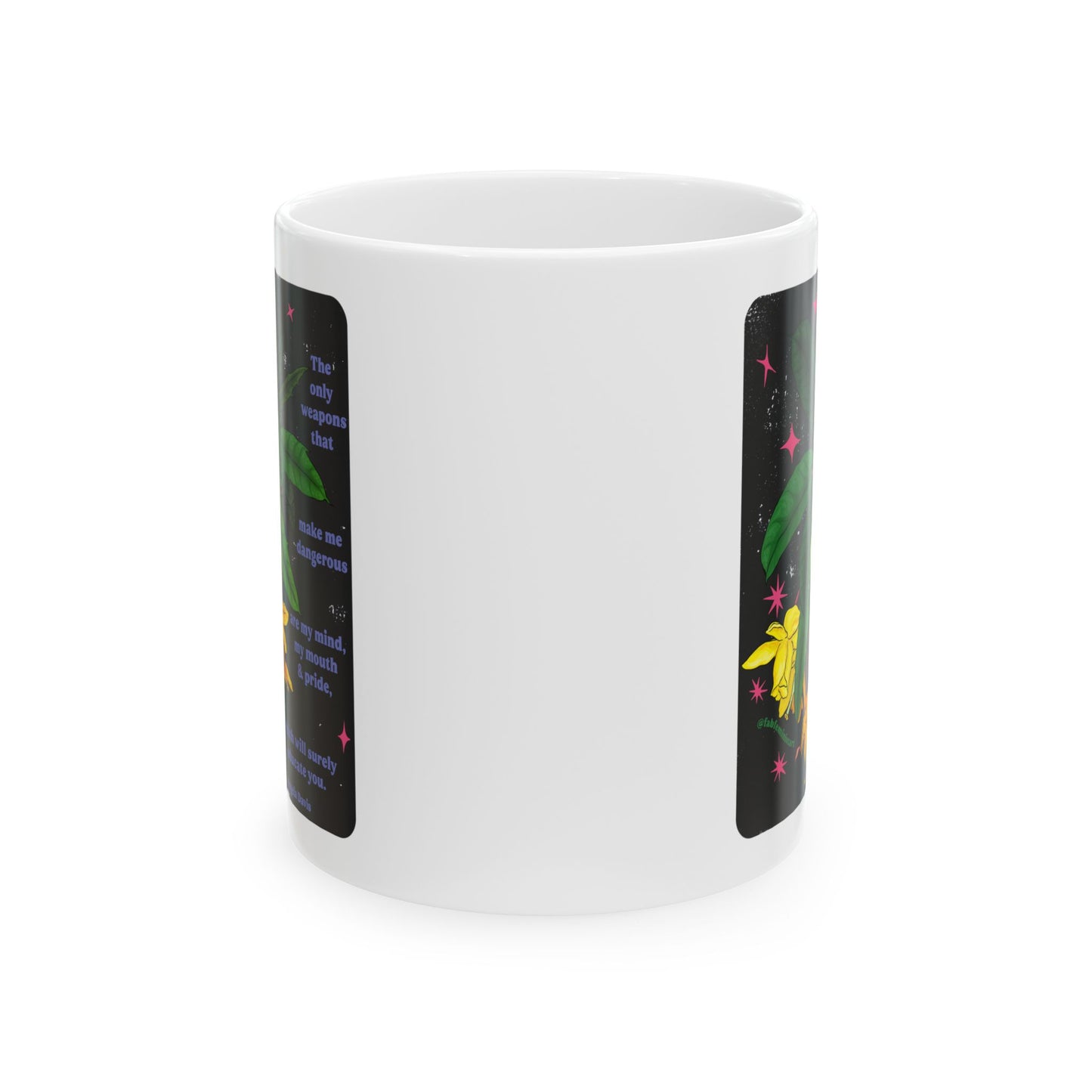 The only weapons that make me dangerous are my mind, my mouth and pride, Angela Davis: Feminist Mug