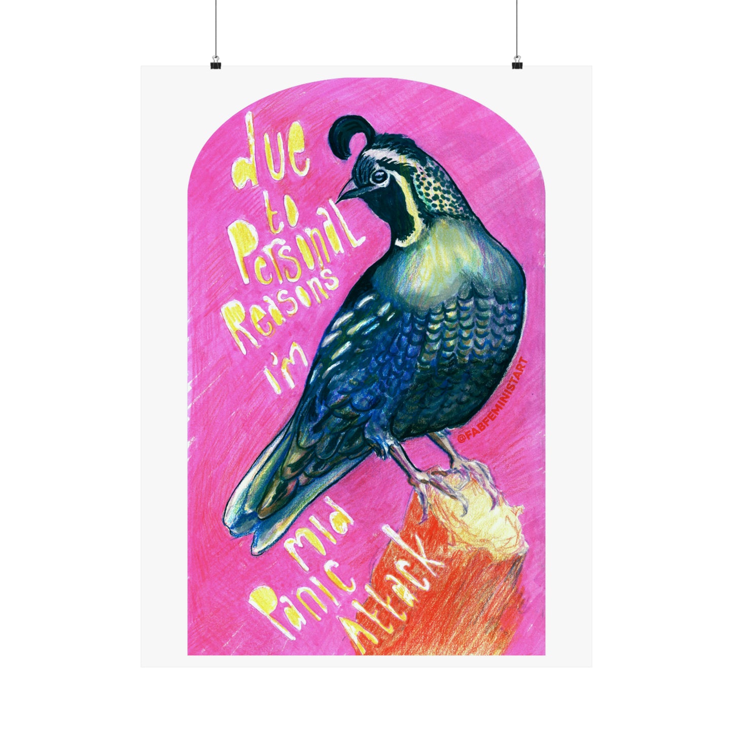 Due To Personal Reasons I'm Mid Panic Attack: Mental Health Art Print