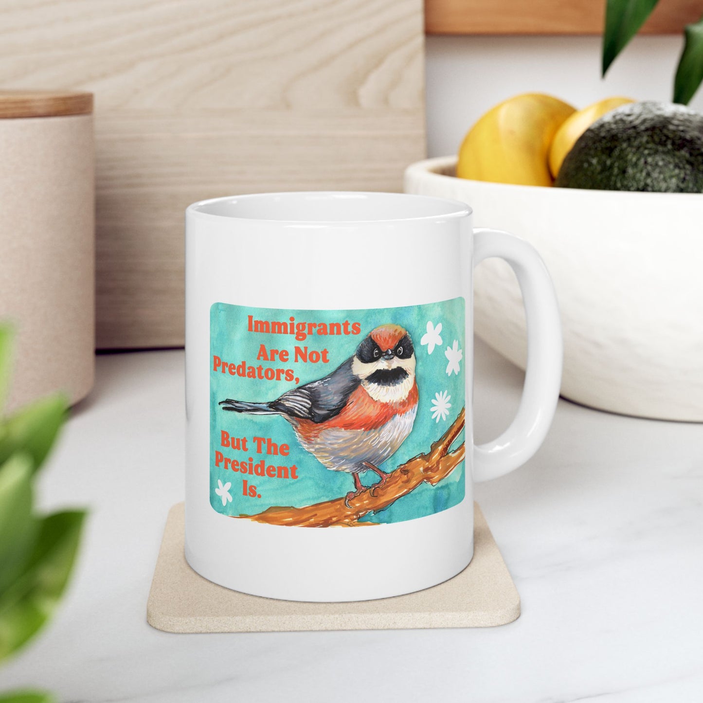 Immigrants are not predators, but the president is: Feminist Mug