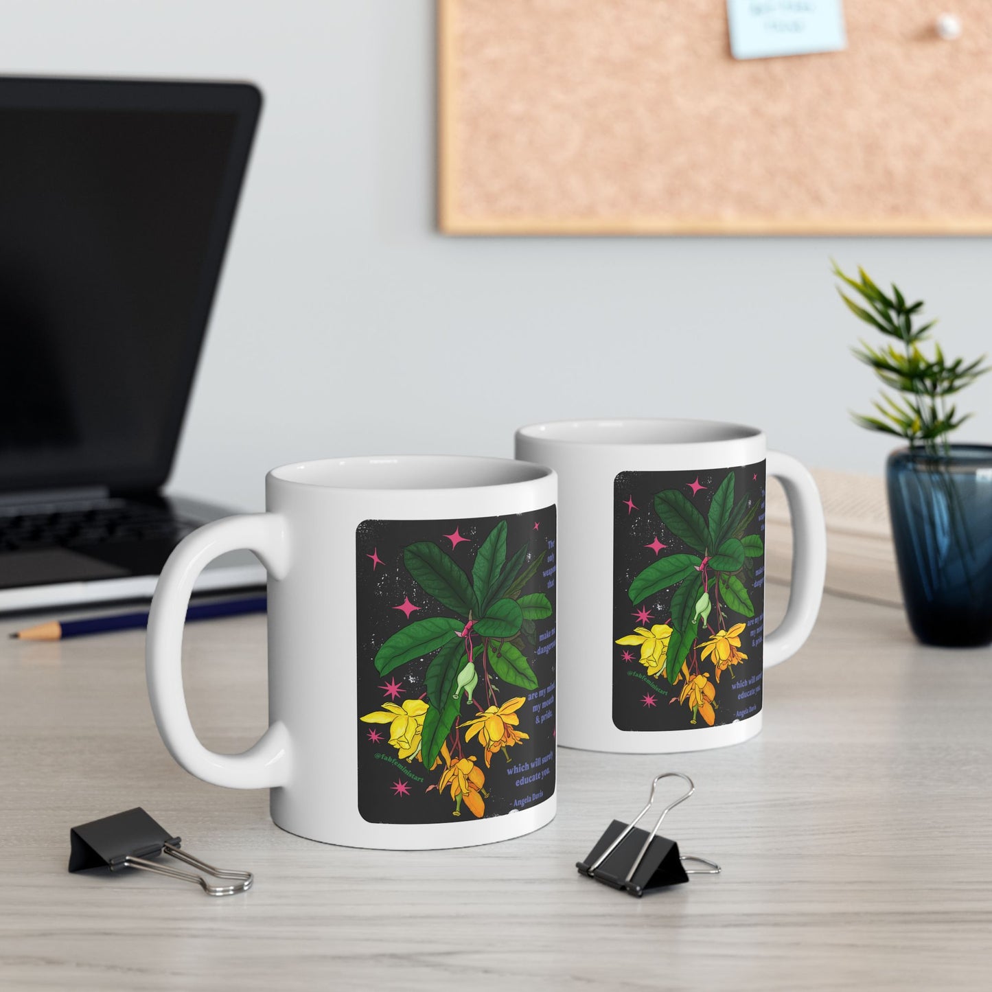 The only weapons that make me dangerous are my mind, my mouth and pride, Angela Davis: Feminist Mug