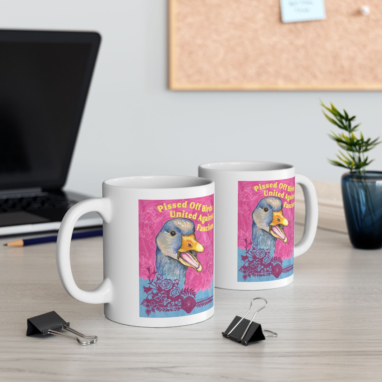 Pissed Off Birds United Against Fascism: Feminist Mug