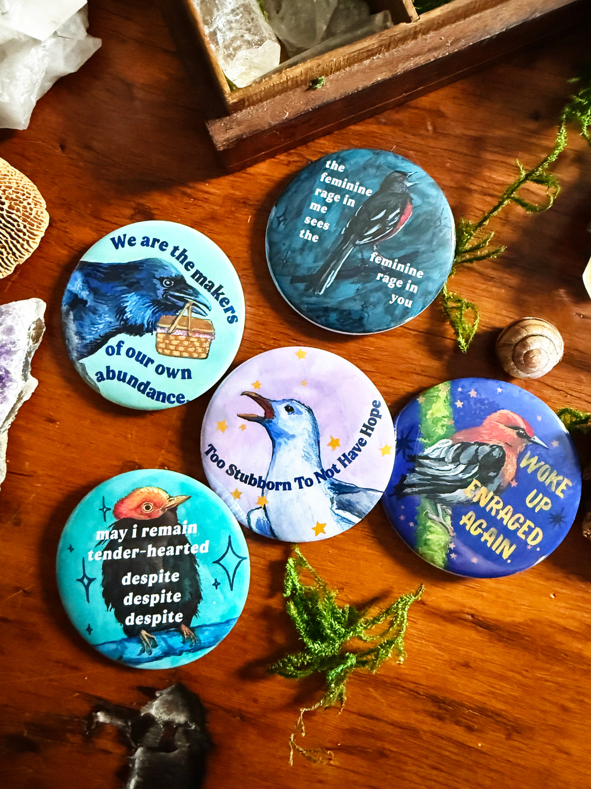Joy comes from creating, sharing and receiving. We are the makers of our own abundance.: Feminist Pinback Button