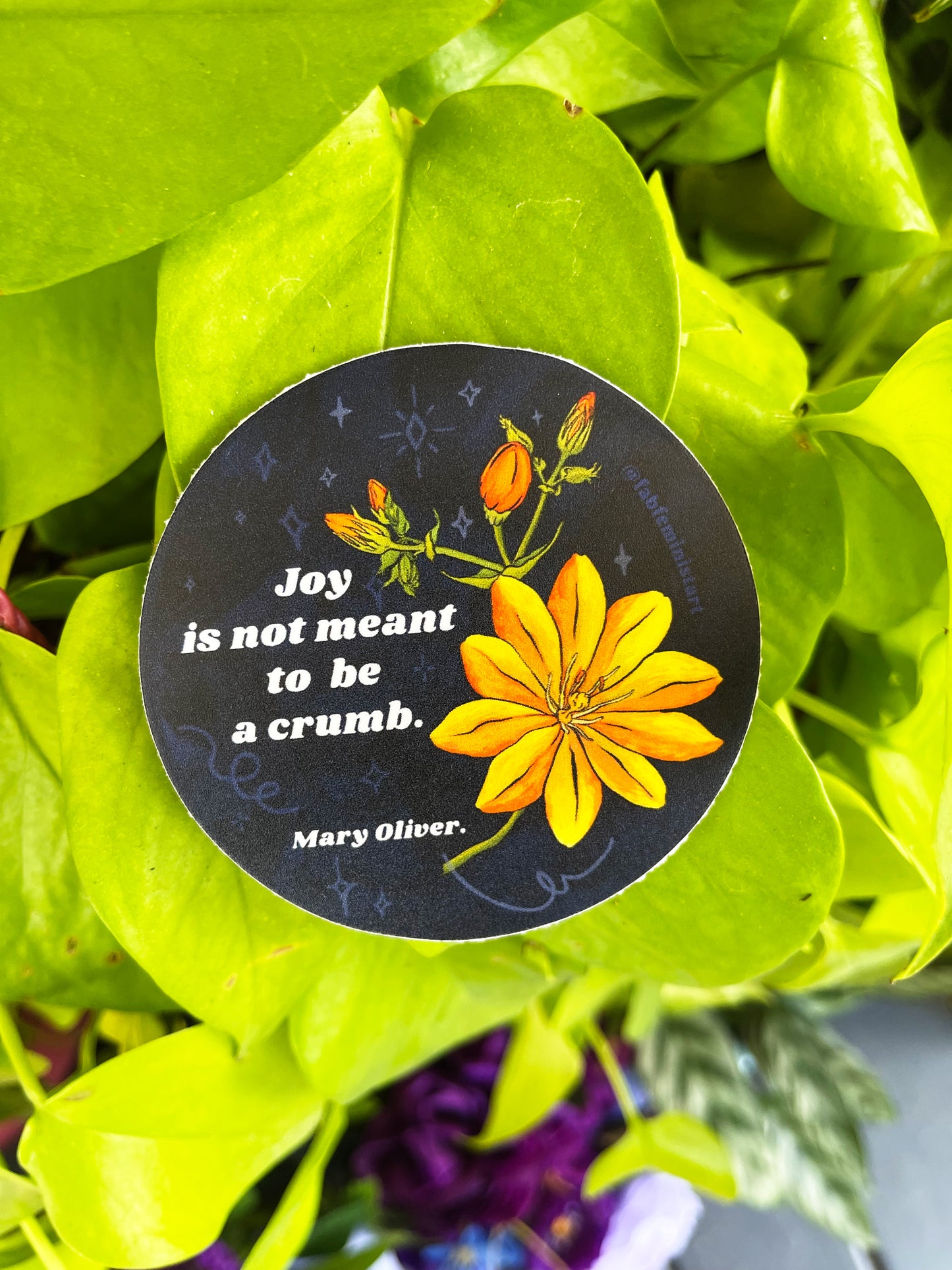 Joy Is Not Meant To Be A Crumb: Mary Oliver: Feminist Sticker