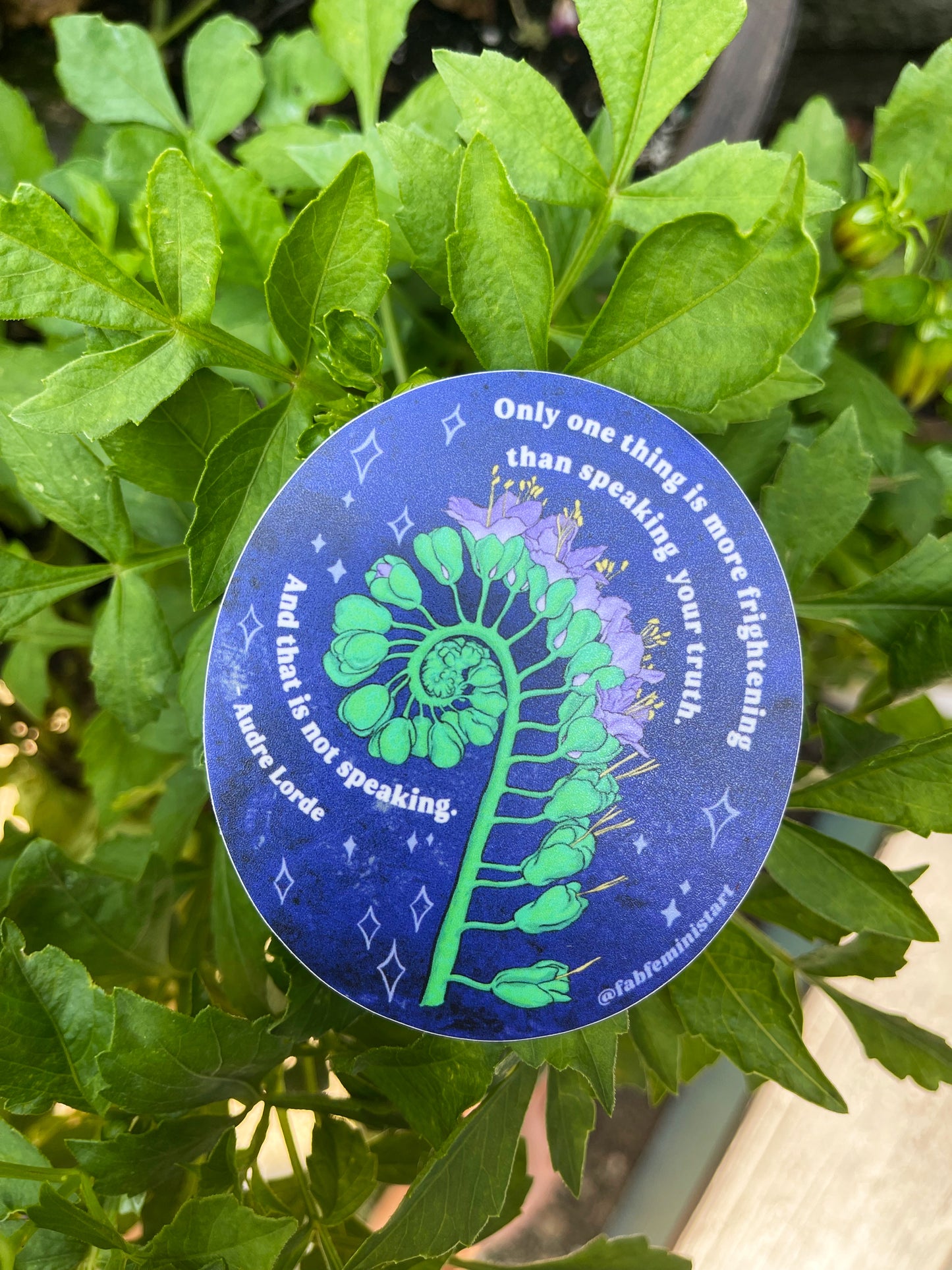 Only one thing is more frightening than speaking your truth. And that is not speaking, Audre Lorde: Feminist Sticker