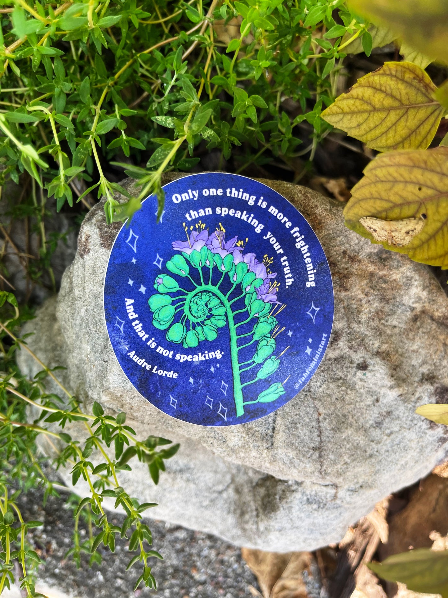 Only one thing is more frightening than speaking your truth. And that is not speaking, Audre Lorde: Feminist Sticker