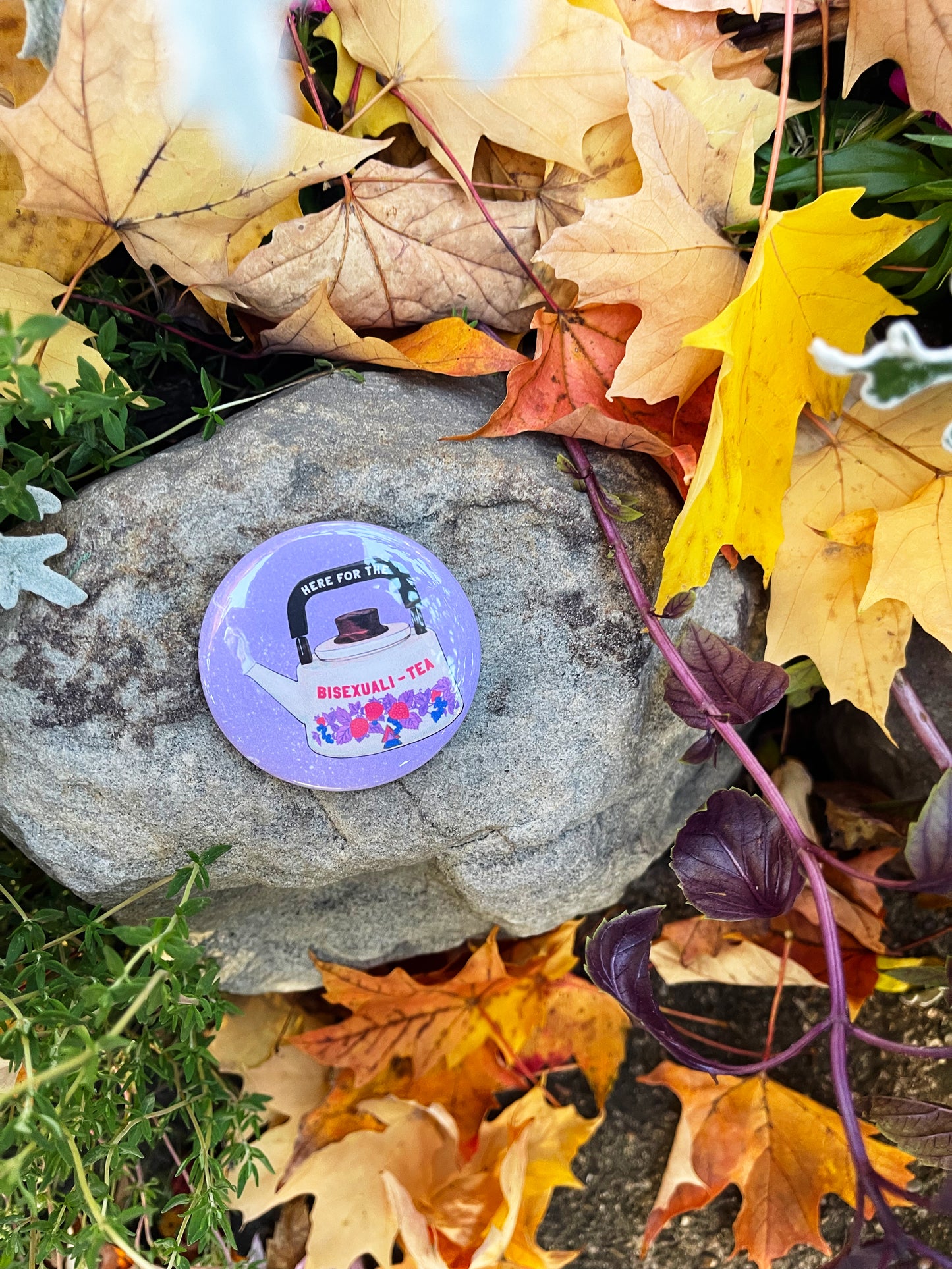 Here For The Bisexualitea: Bi Pride Pinback Button
