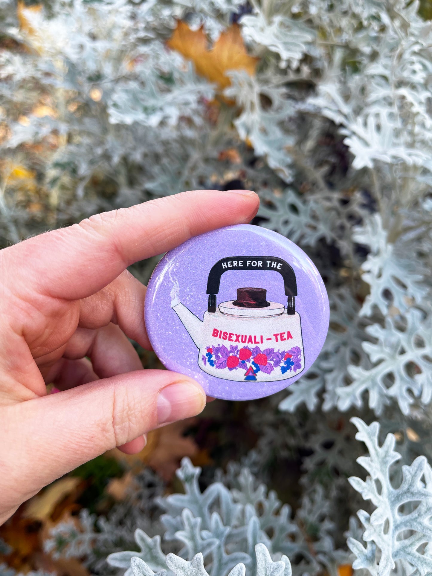 Here For The Bisexualitea: Bi Pride Pinback Button