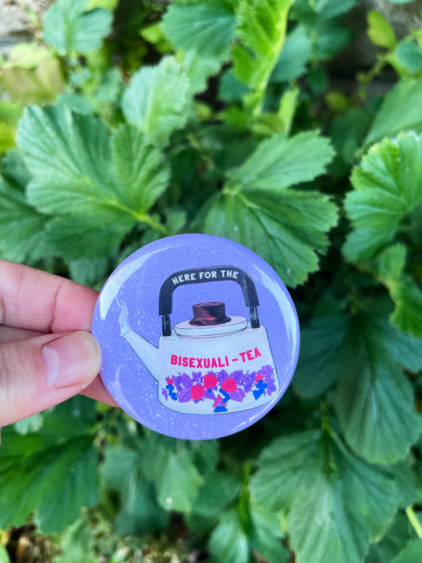 Here For The Bisexualitea: Bi Pride Pinback Button
