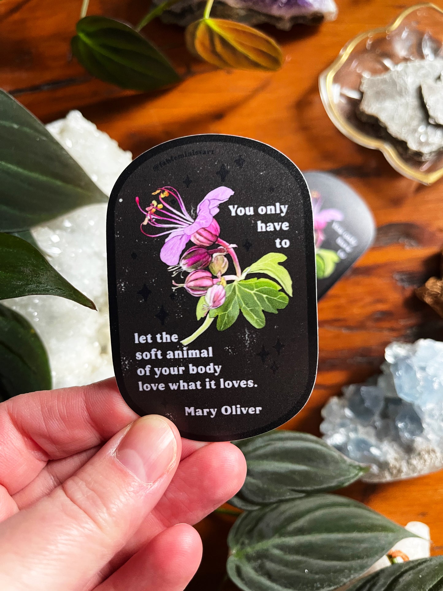 You only have to let the soft animal of your body love what it loves: Mary Oliver: Feminist Sticker