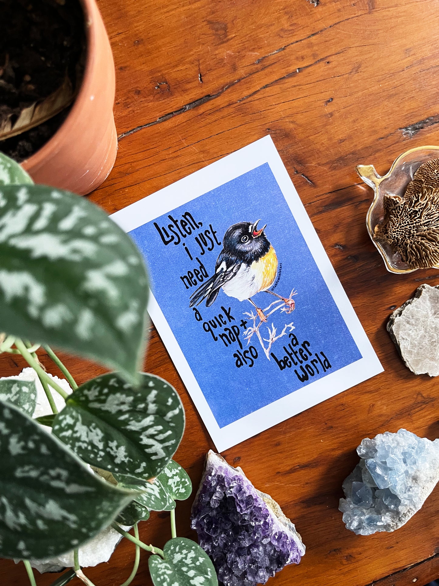 Listen I just need a quick nap and also a better world: Mental Health Art Print