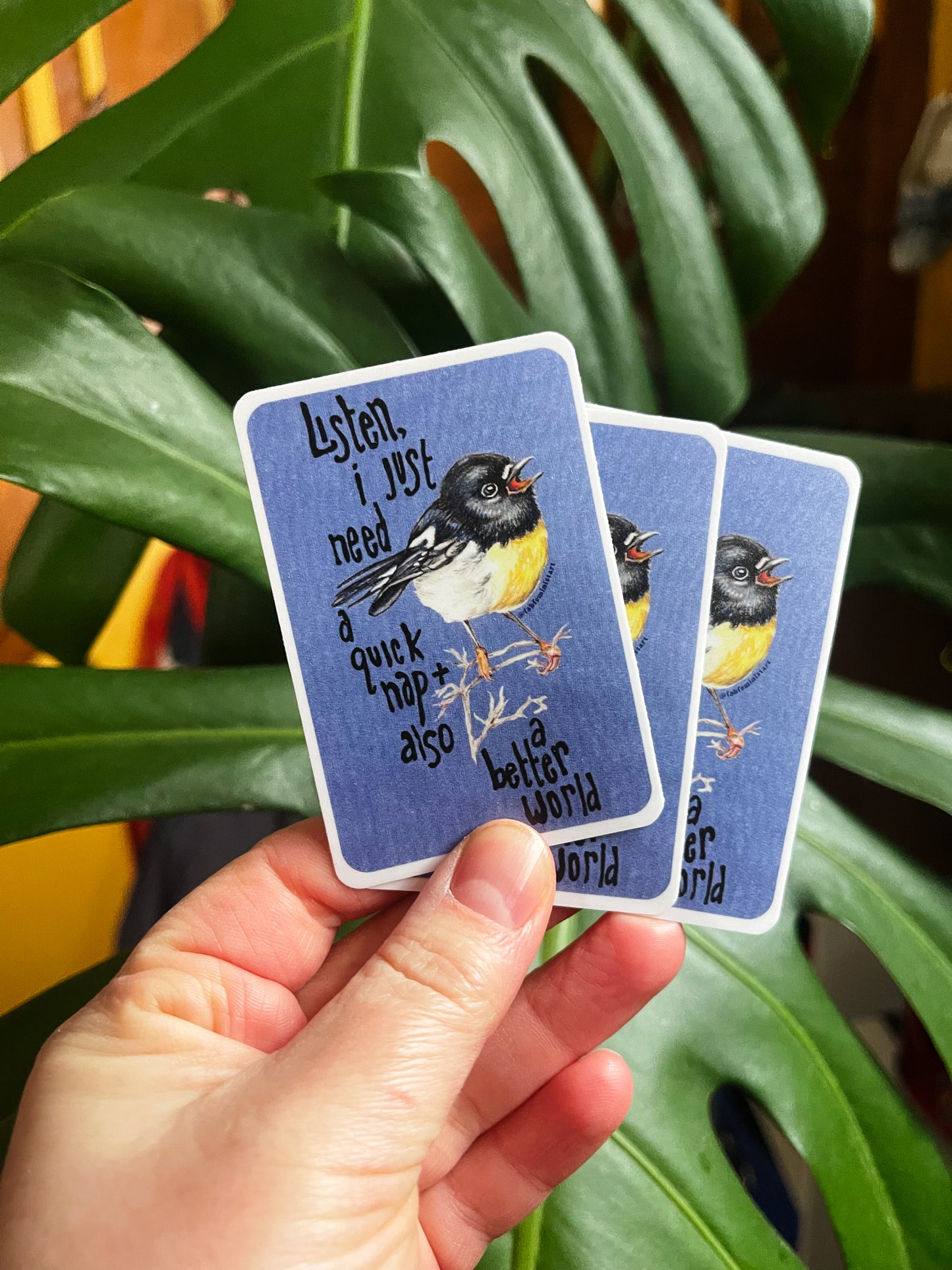 Listen I just need a quick nap and also a better world: Mental Health Sticker