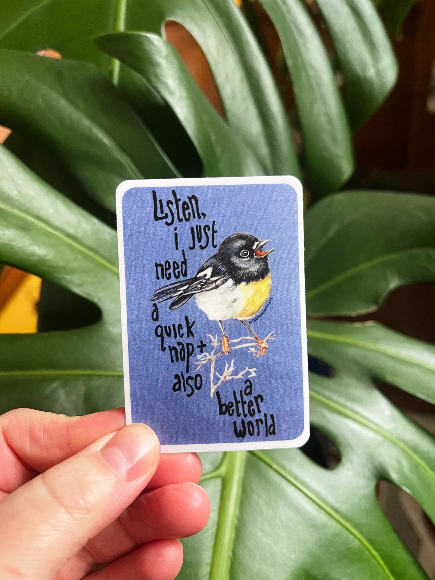 Listen I just need a quick nap and also a better world: Mental Health Sticker