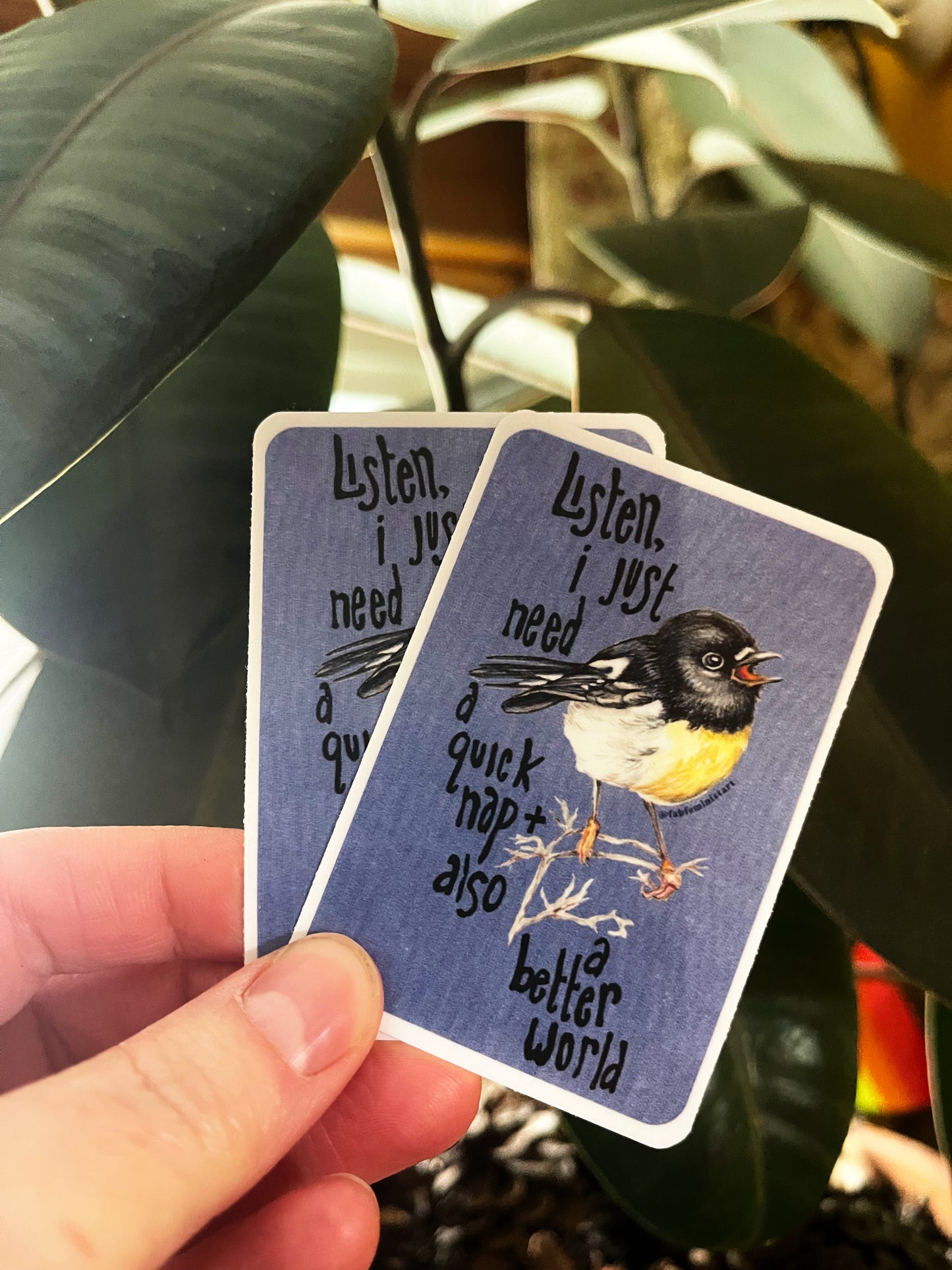 Listen I just need a quick nap and also a better world: Mental Health Sticker