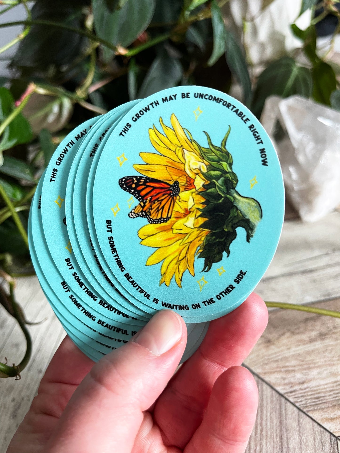This growth may be uncomfortable right now, but something beautiful is waiting on the other side: Feminist Sticker