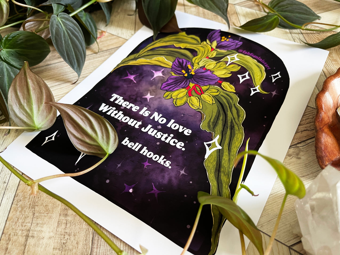 There is no love without justice, bell hooks: Feminist art print