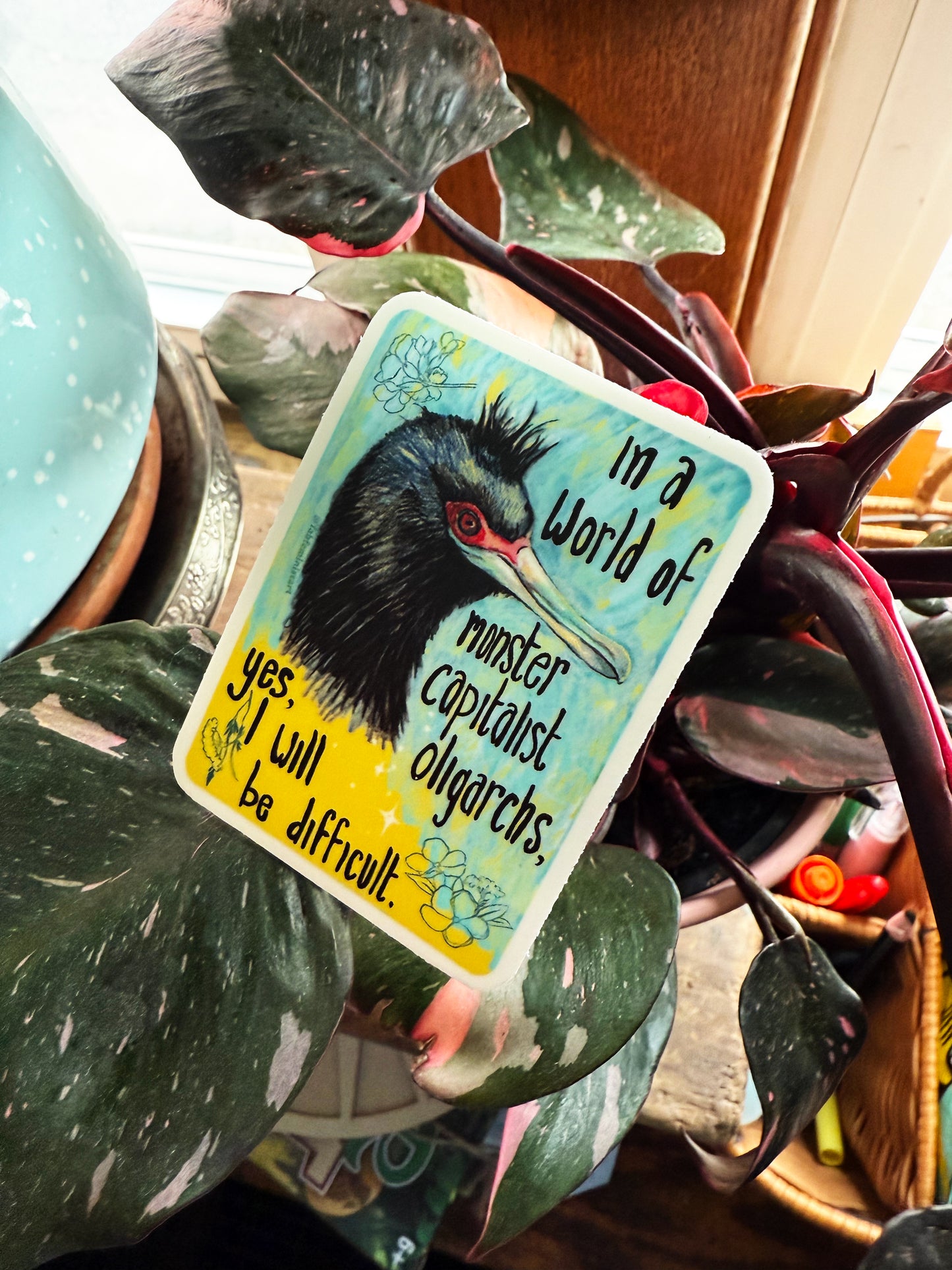 In A World Of Monster Capitalist Oligarchs: Feminist Sticker