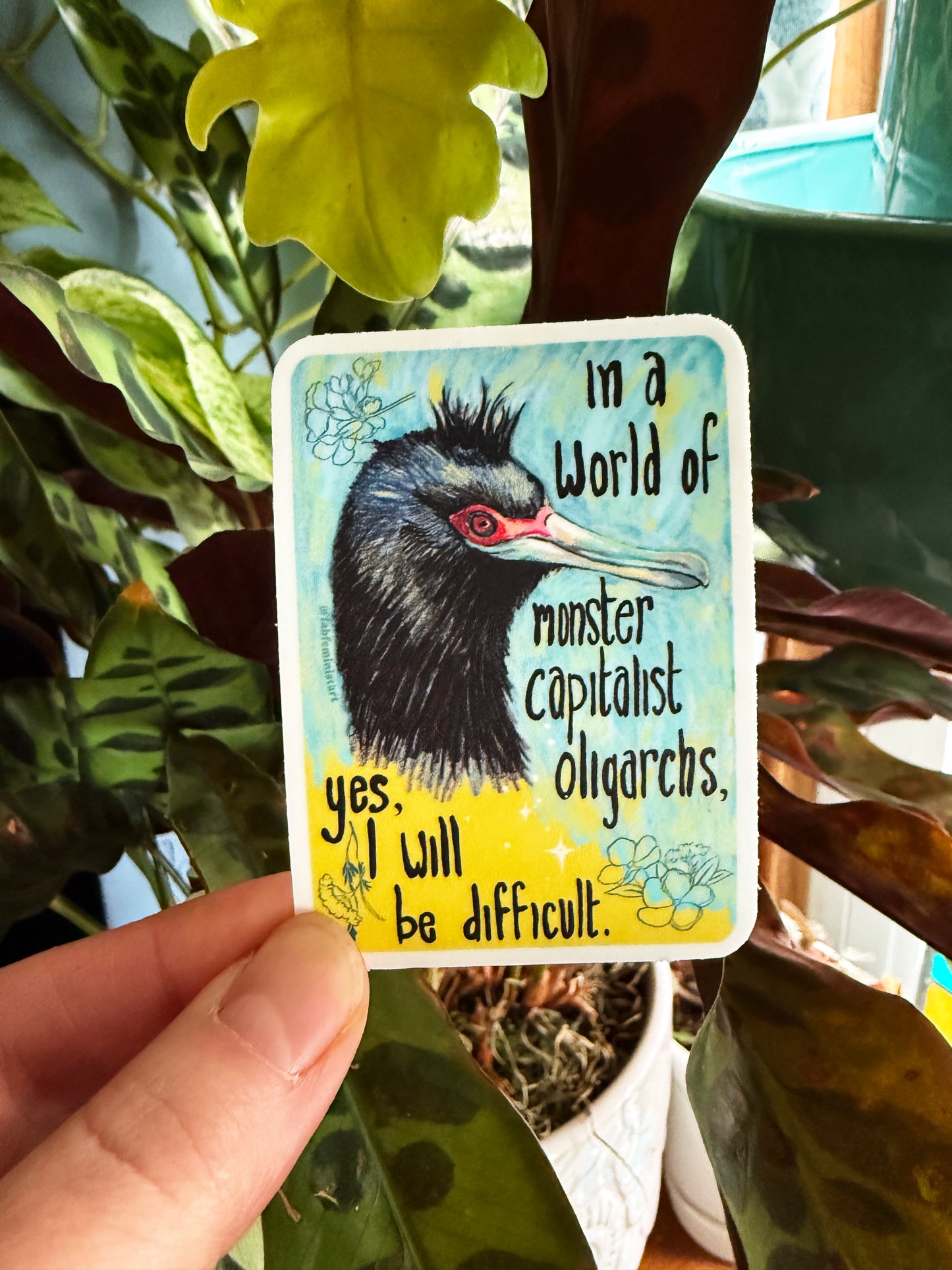 In A World Of Monster Capitalist Oligarchs: Feminist Sticker