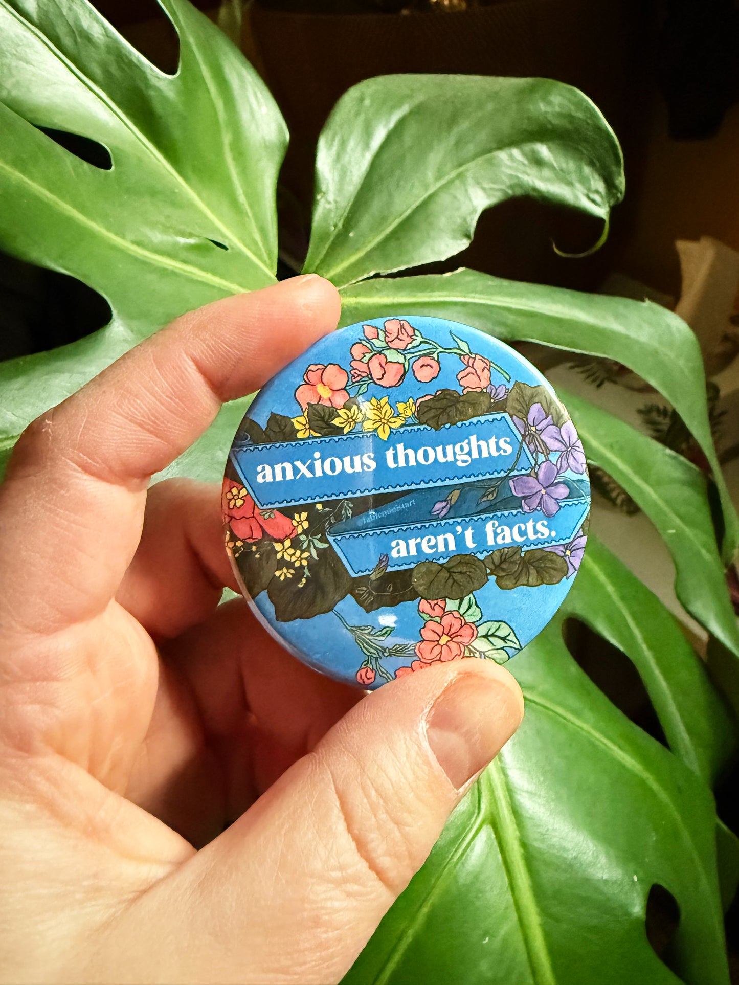 Anxious Thoughts Are Not Facts: Mental Health Pinback Button