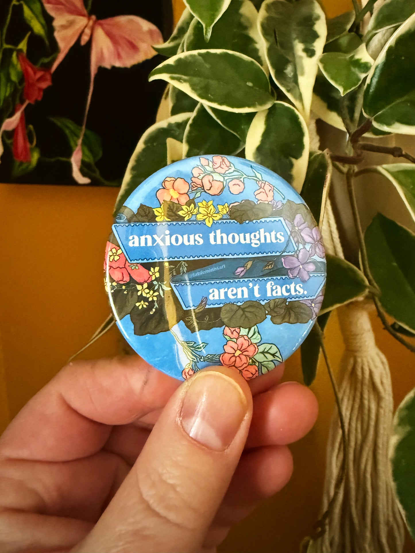 Anxious Thoughts Are Not Facts: Mental Health Pinback Button