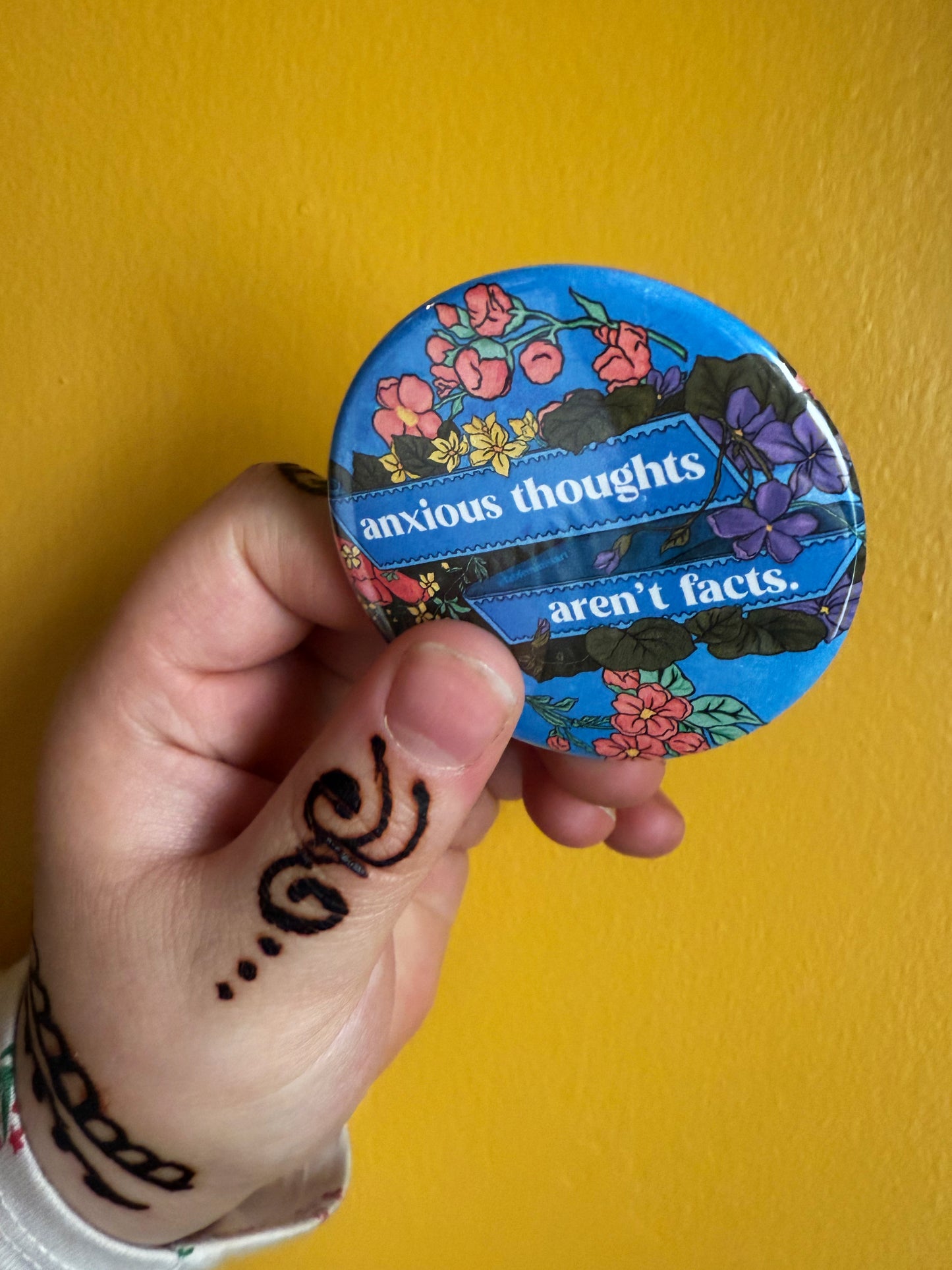 Anxious Thoughts Are Not Facts: Mental Health Pinback Button