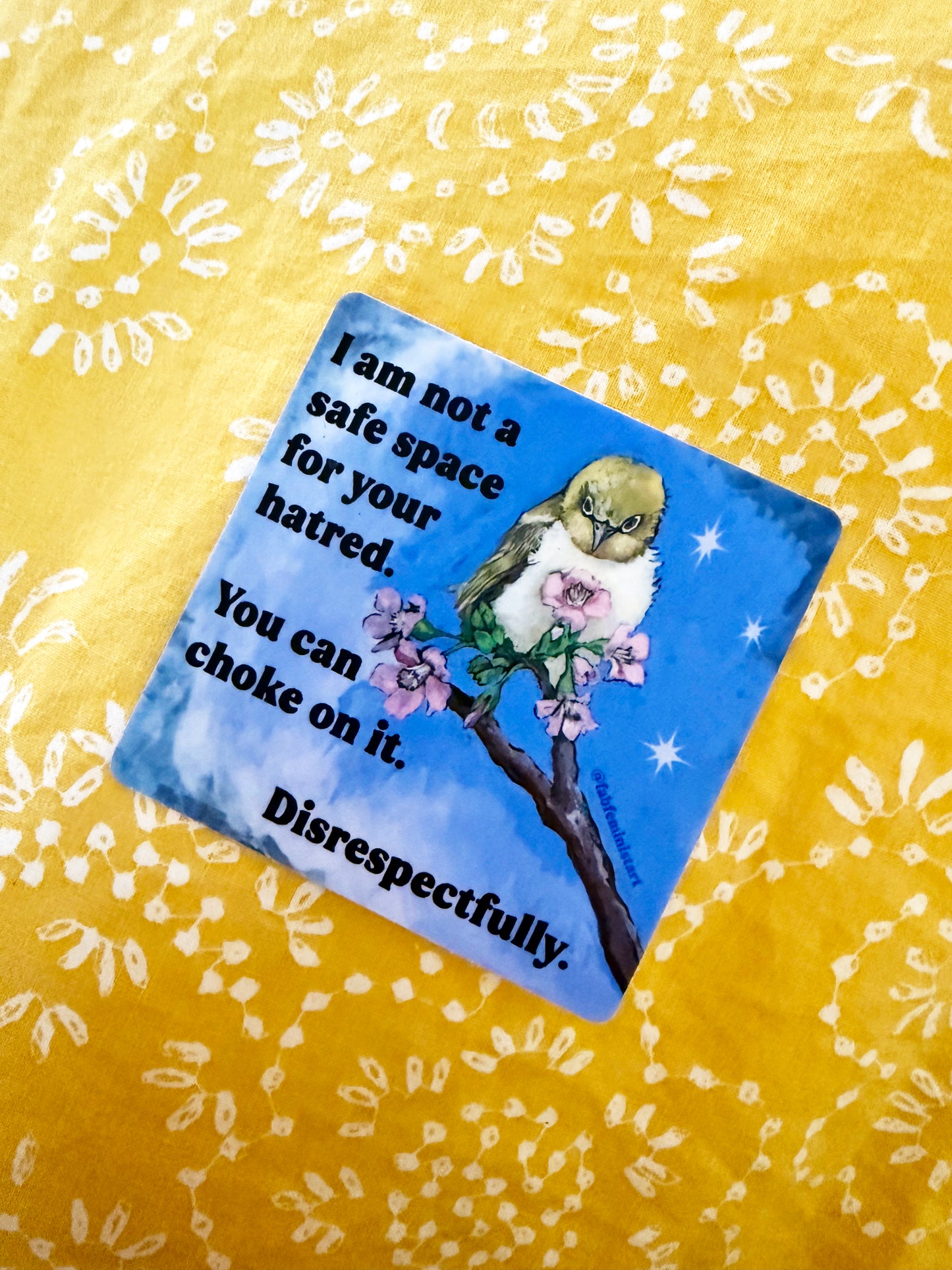 I Am Not A Safe Space For Your Hatred: Feminist Sticker