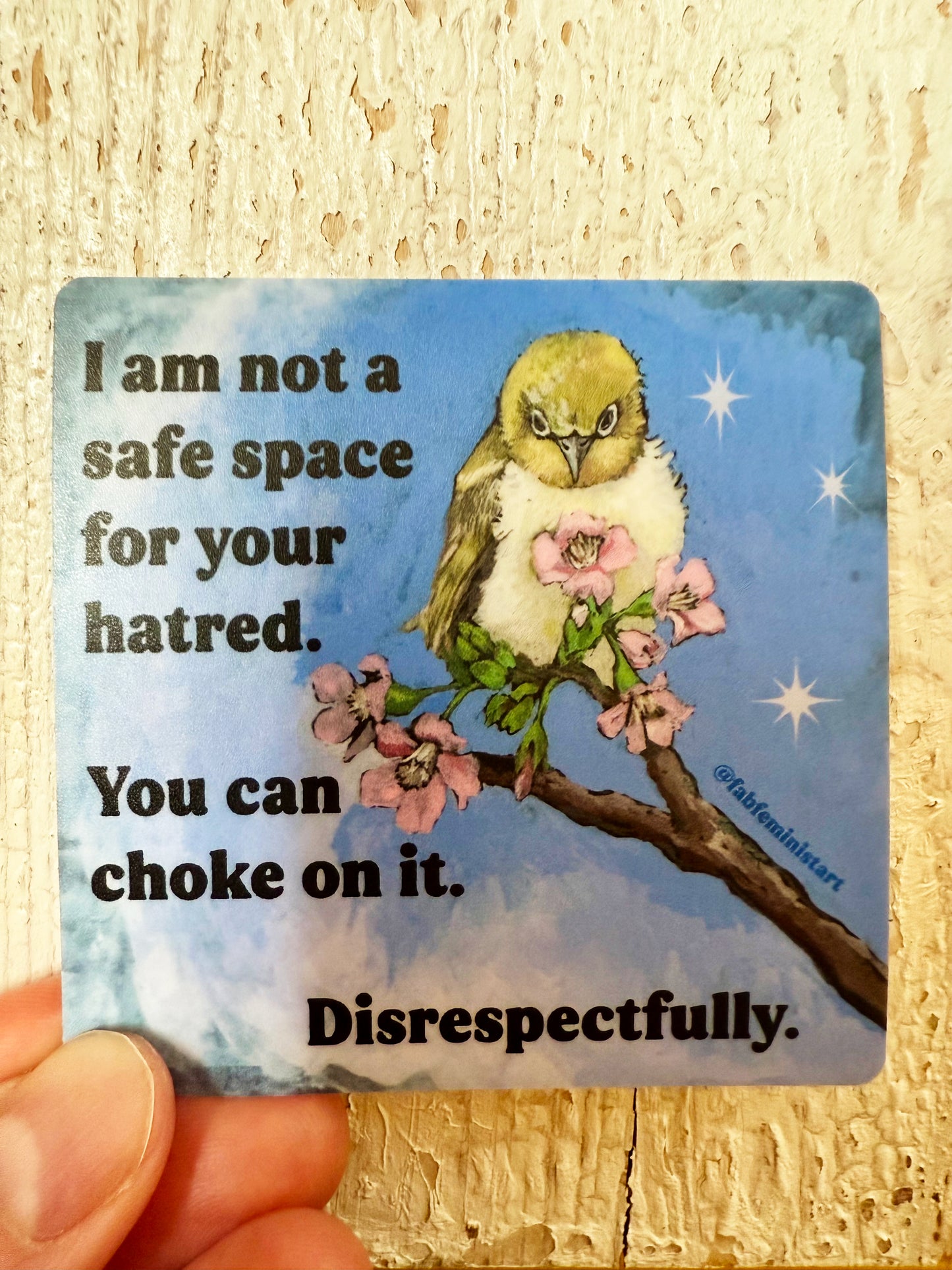 I Am Not A Safe Space For Your Hatred: Feminist Sticker