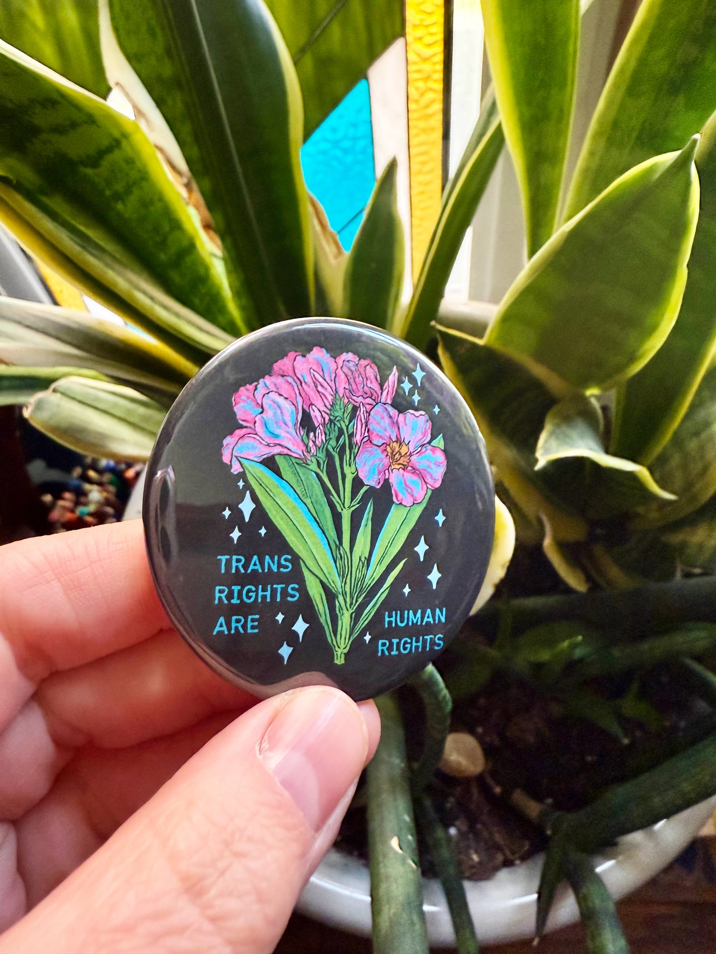 Trans Rights Are Human Rights: Mental Health Pinback Button