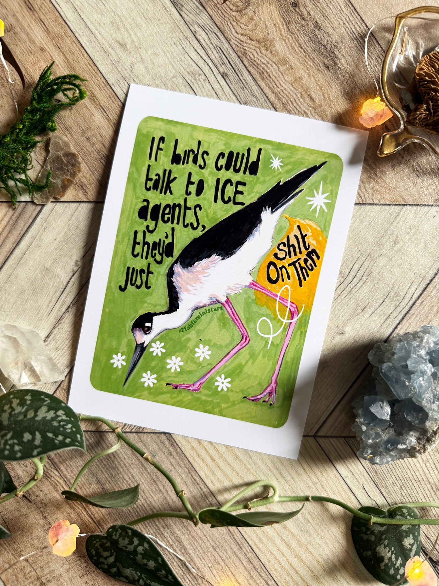 If birds could talk to ICE agents they'd just shit on them: Feminist Art Print