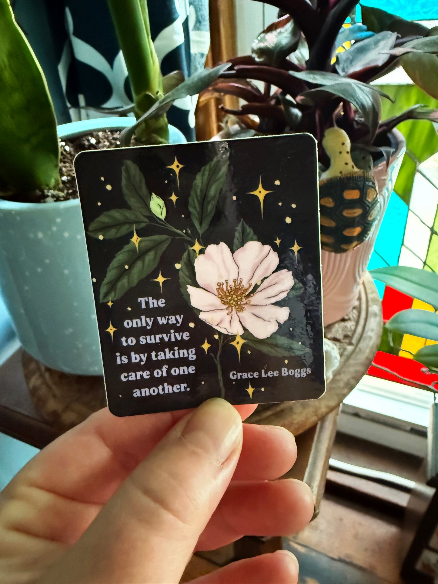The only way to survive is by taking care of one another, Grace Lee Boggs: Feminist Sticker