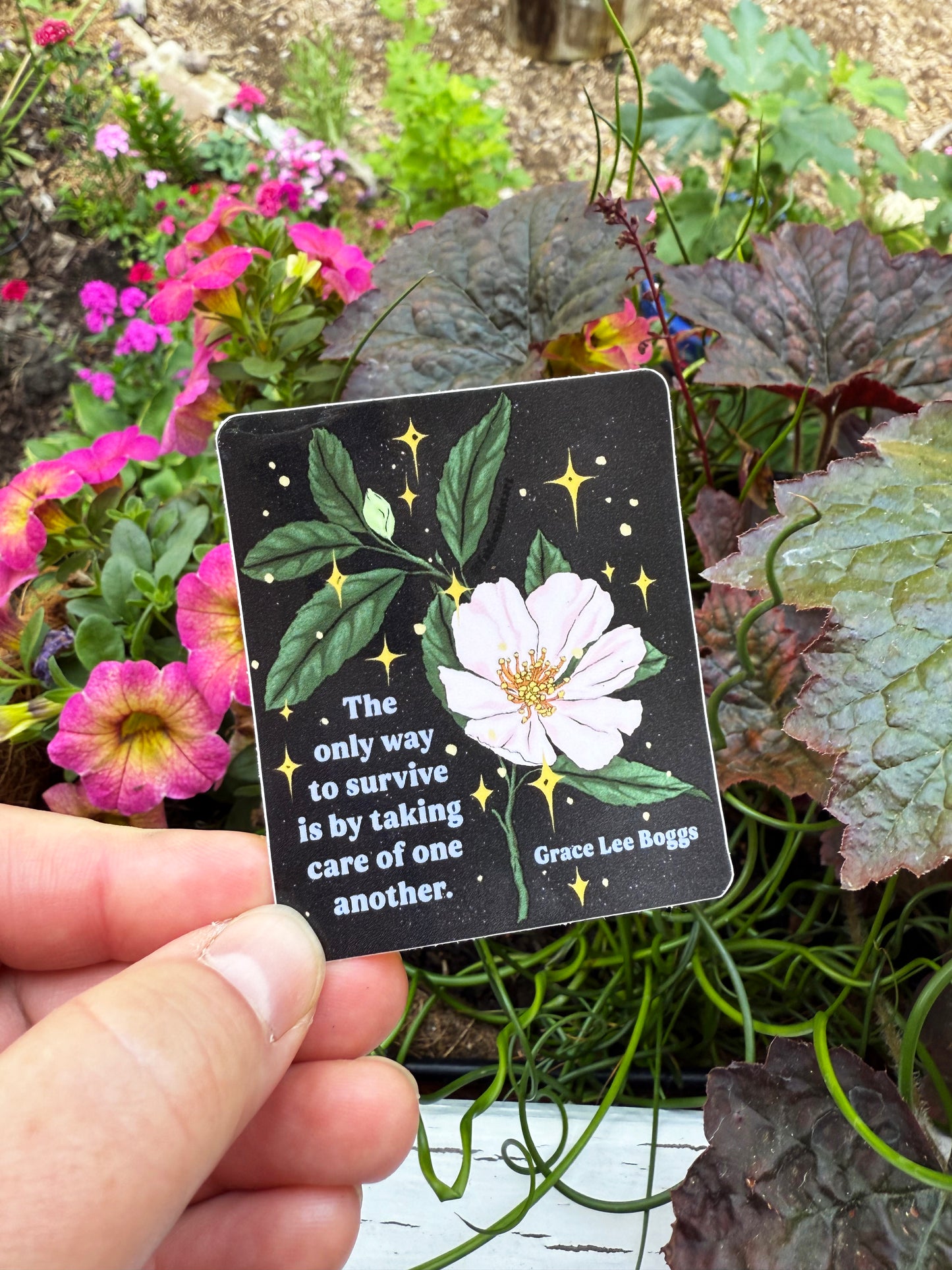The only way to survive is by taking care of one another, Grace Lee Boggs: Feminist Sticker