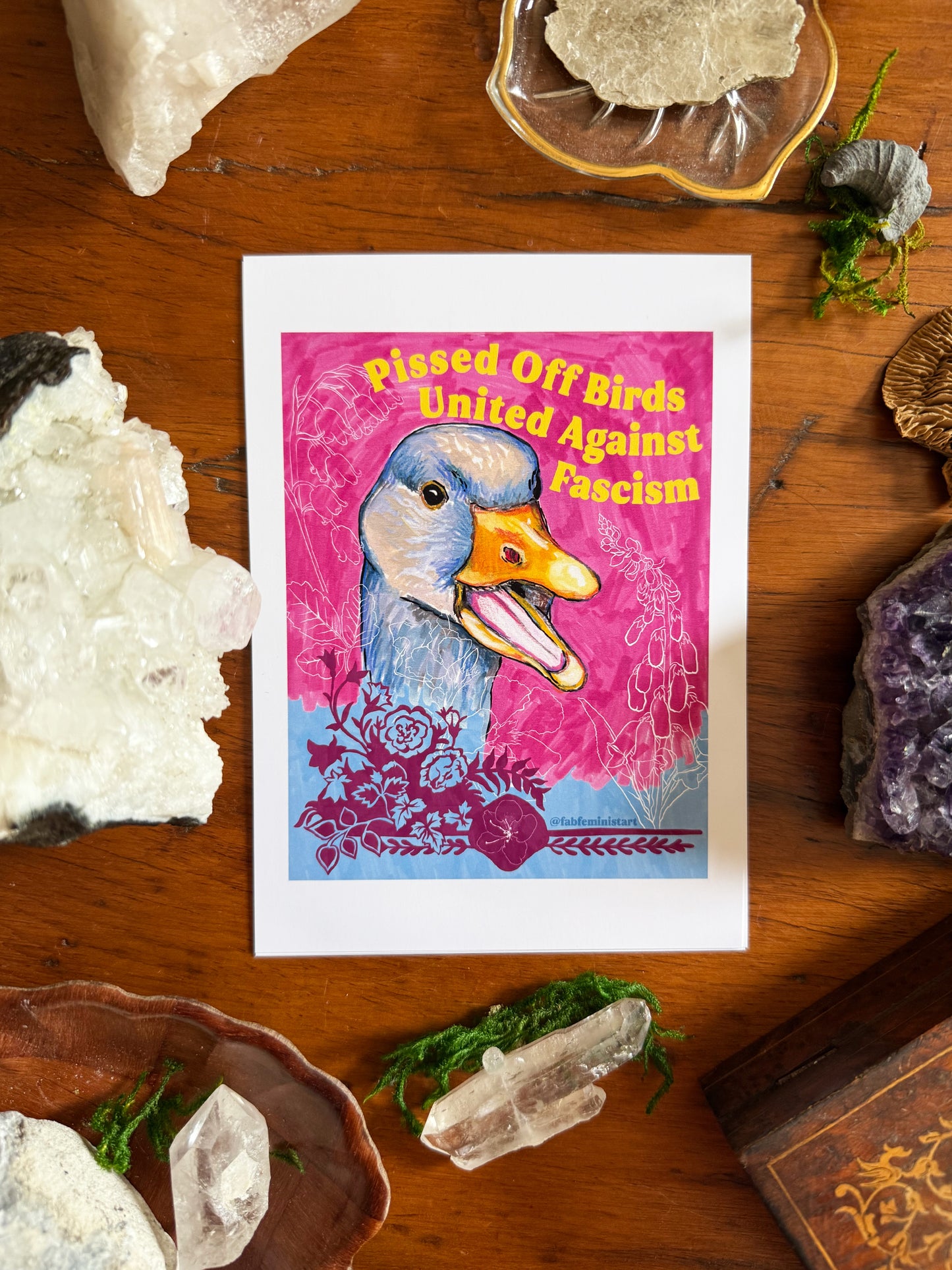 Pissed Off Birds United Against Fascism: Feminist Art Print