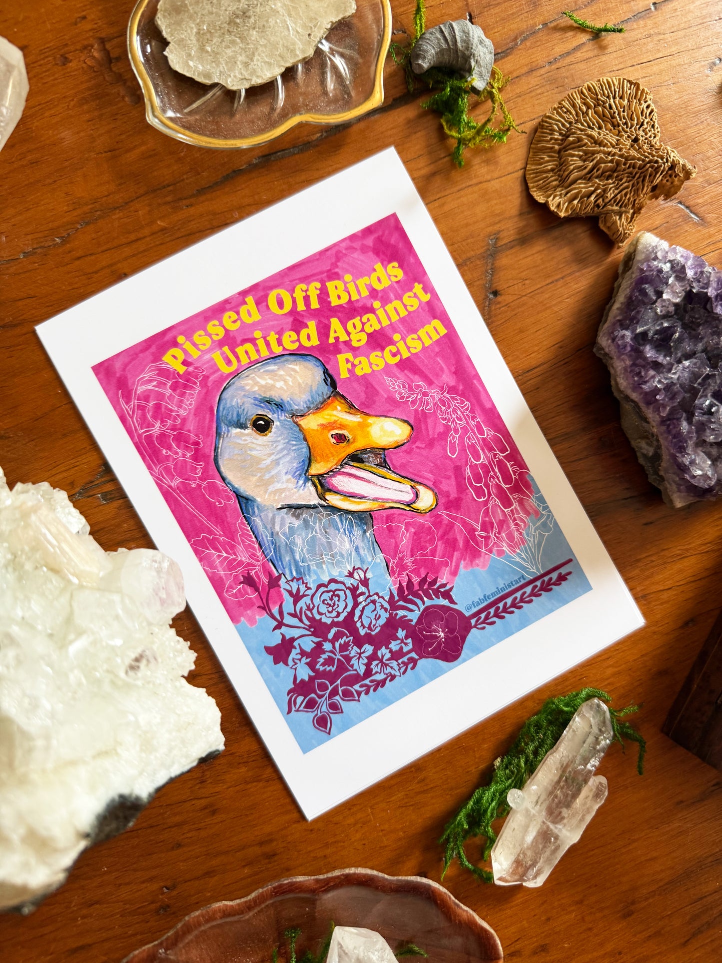 Pissed Off Birds United Against Fascism: Feminist Art Print