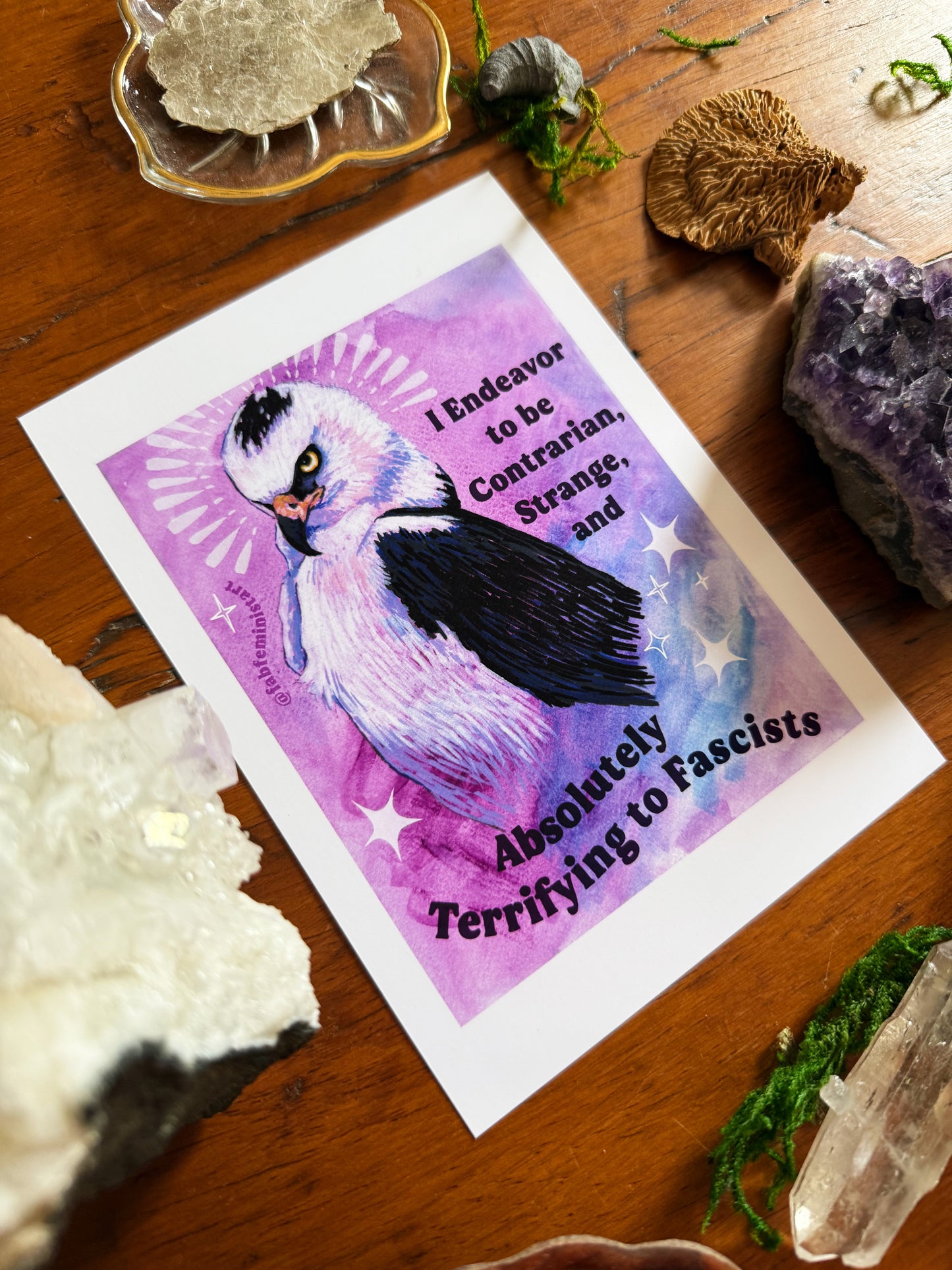 I Endeavor to be Contrarian, Strange, and Absolutely Terrifying to Fascists: Feminist Art Print