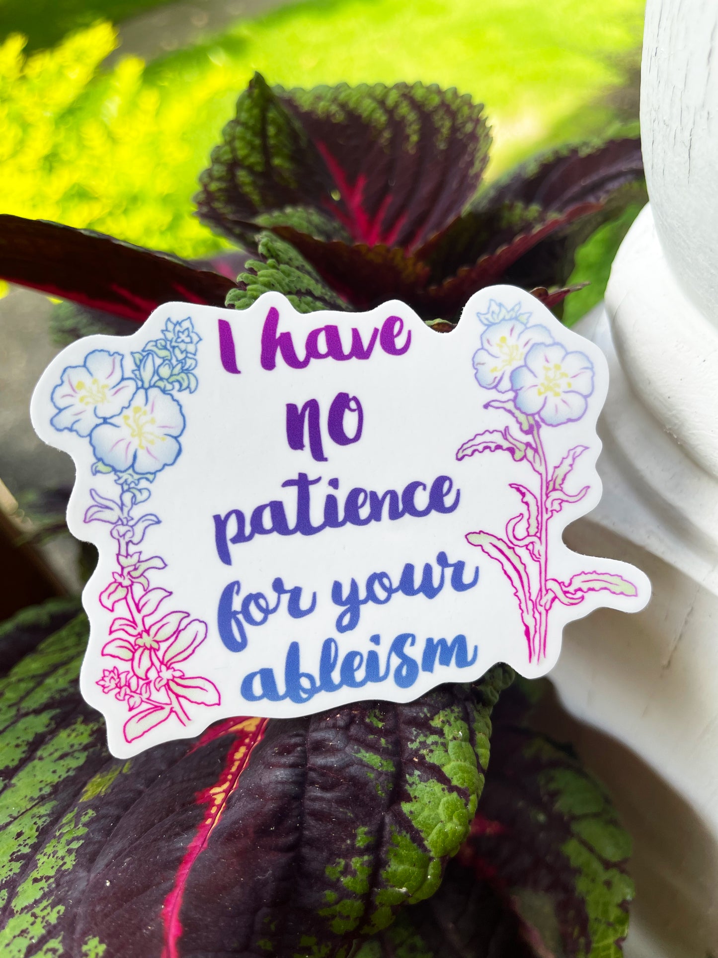 I Have No Patience For Your Ableism: Laptop Sticker