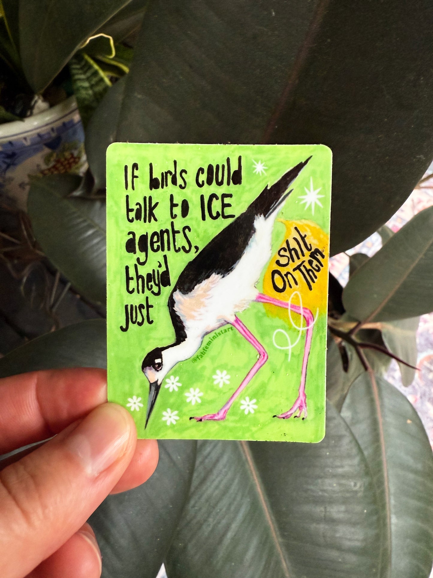 If Birds Could Talk To ICE Agents They'd Just Shit On Them: Feminist Sticker