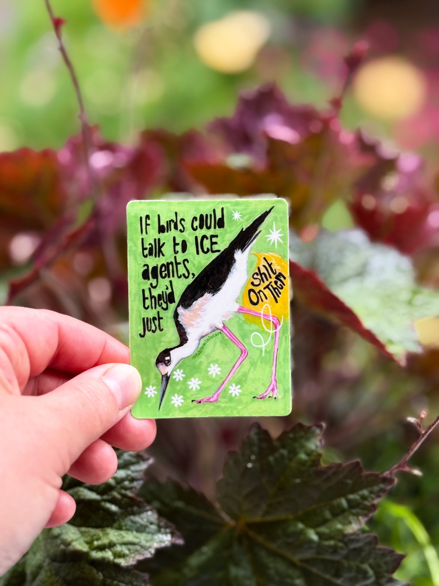If Birds Could Talk To ICE Agents They'd Just Shit On Them: Feminist Sticker