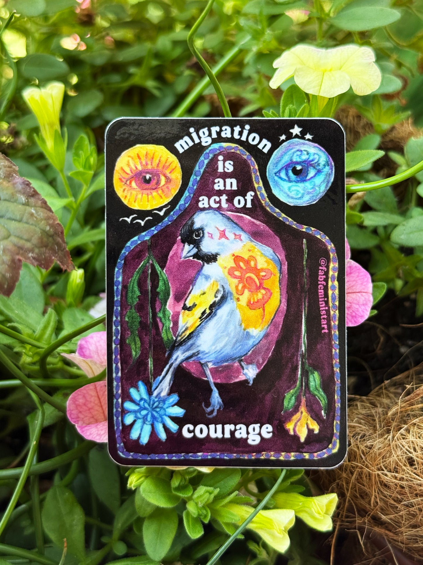 Migration Is An Act Of Courage: Feminist Sticker