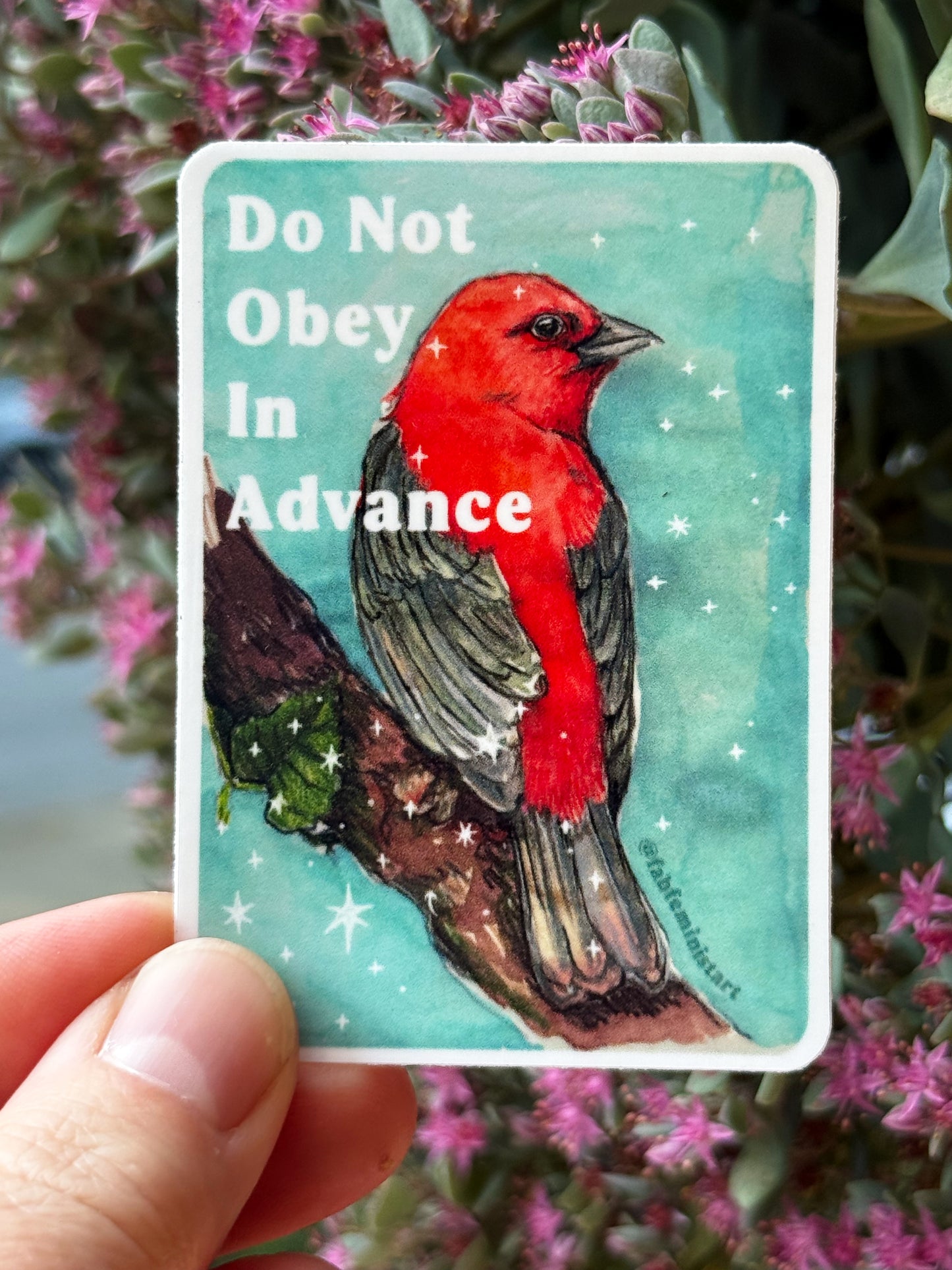 Do Not Obey In Advance: feminist sticker