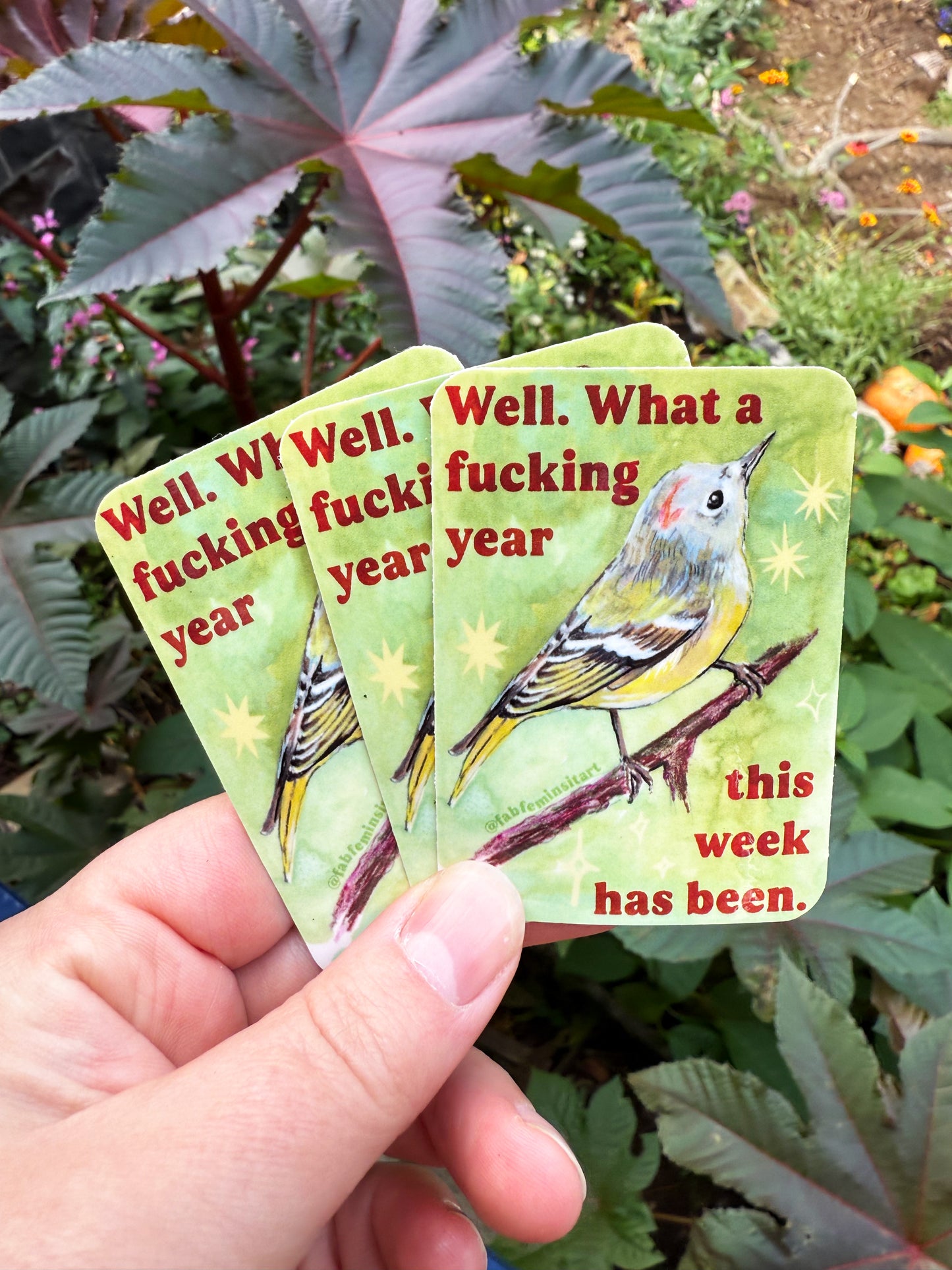 Well what a fucking year this week has been: Feminist sticker